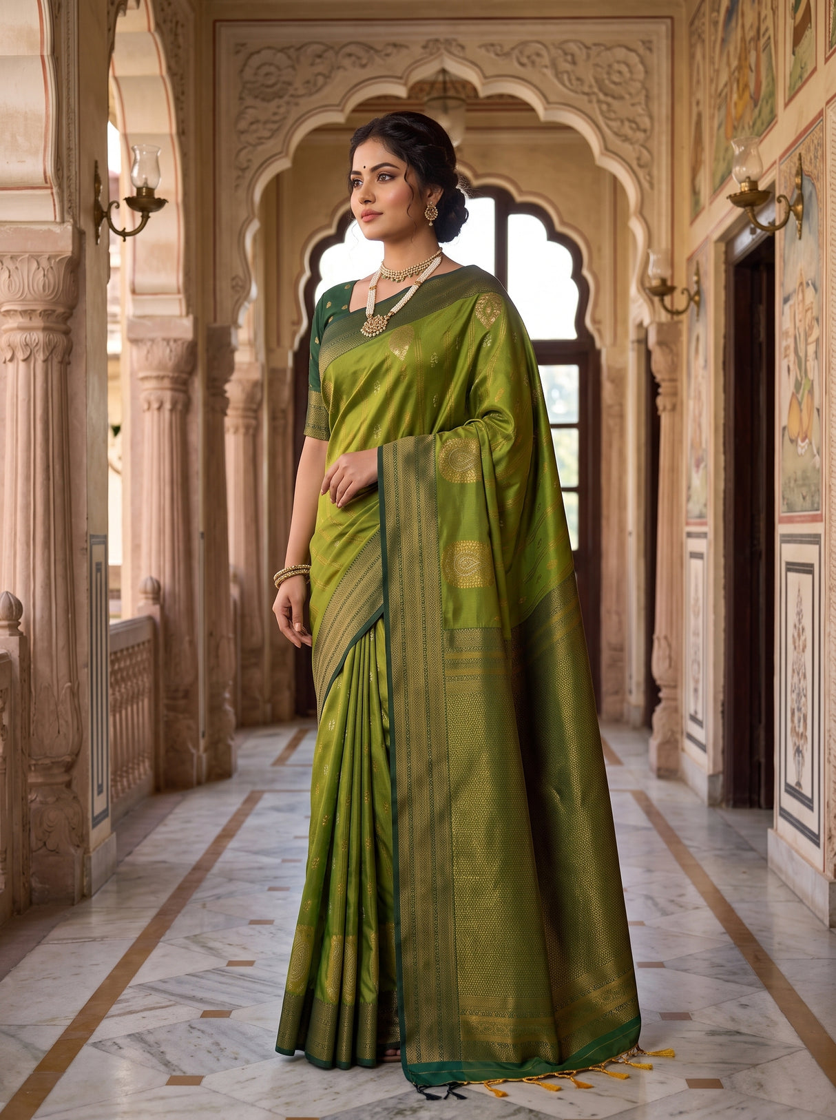MIMOSA Olive Saree Saree — pose 4 styling detail