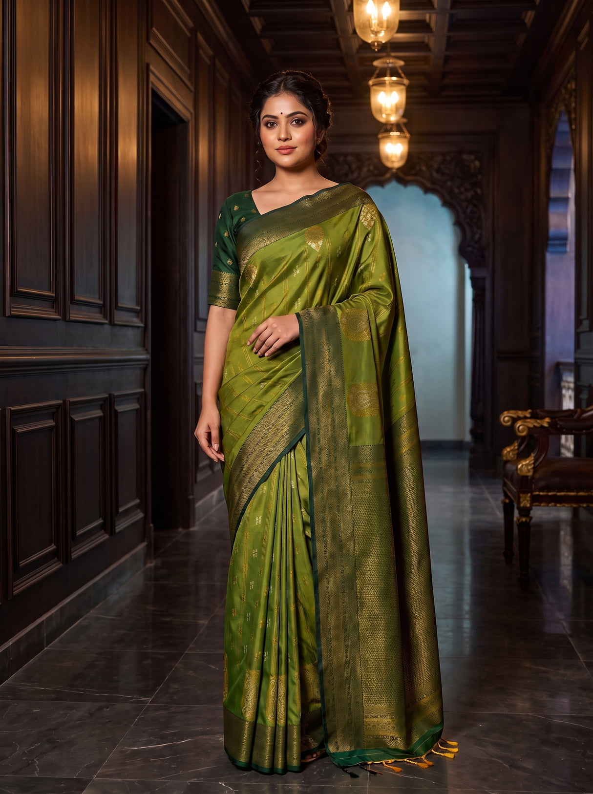 MIMOSA Olive Saree Saree — pose 6 styling detail