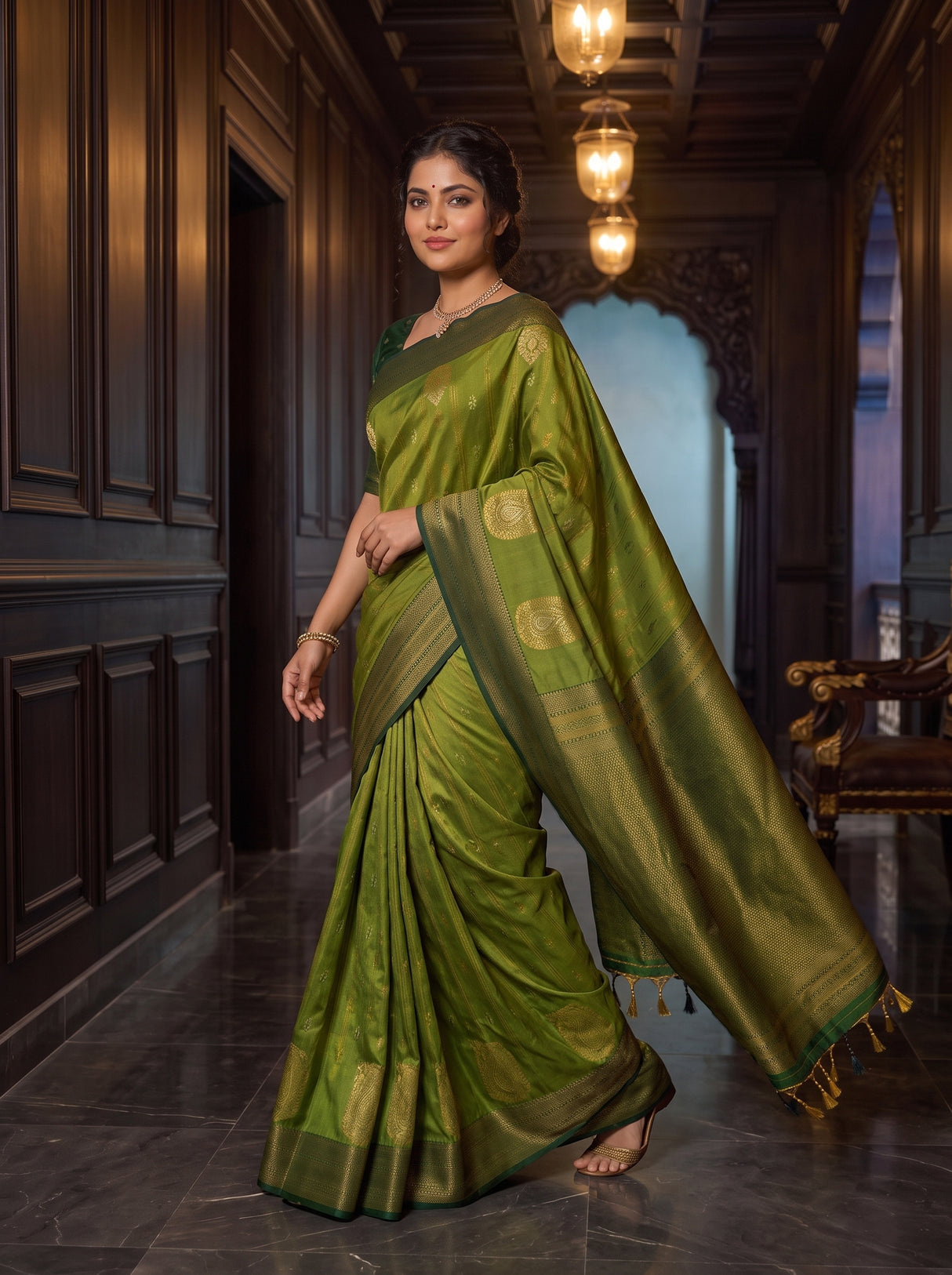 MIMOSA Olive Saree Saree — pose 7 styling detail