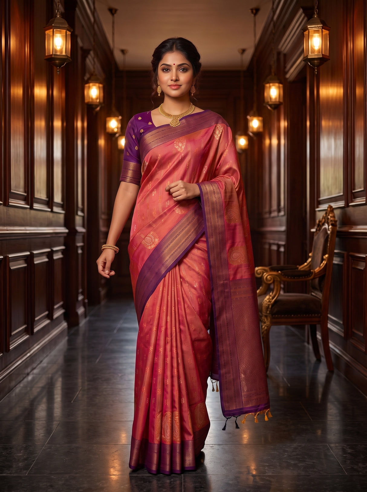 MIMOSA Peach Saree Saree — pose 7 styling detail