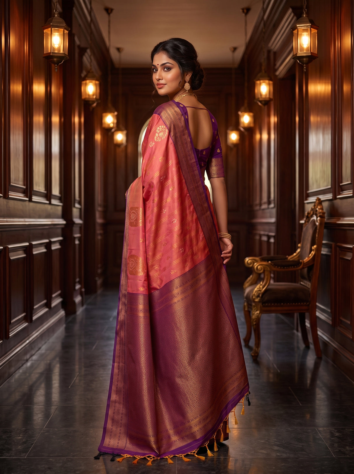 MIMOSA Peach Saree Saree — pose 9 styling detail