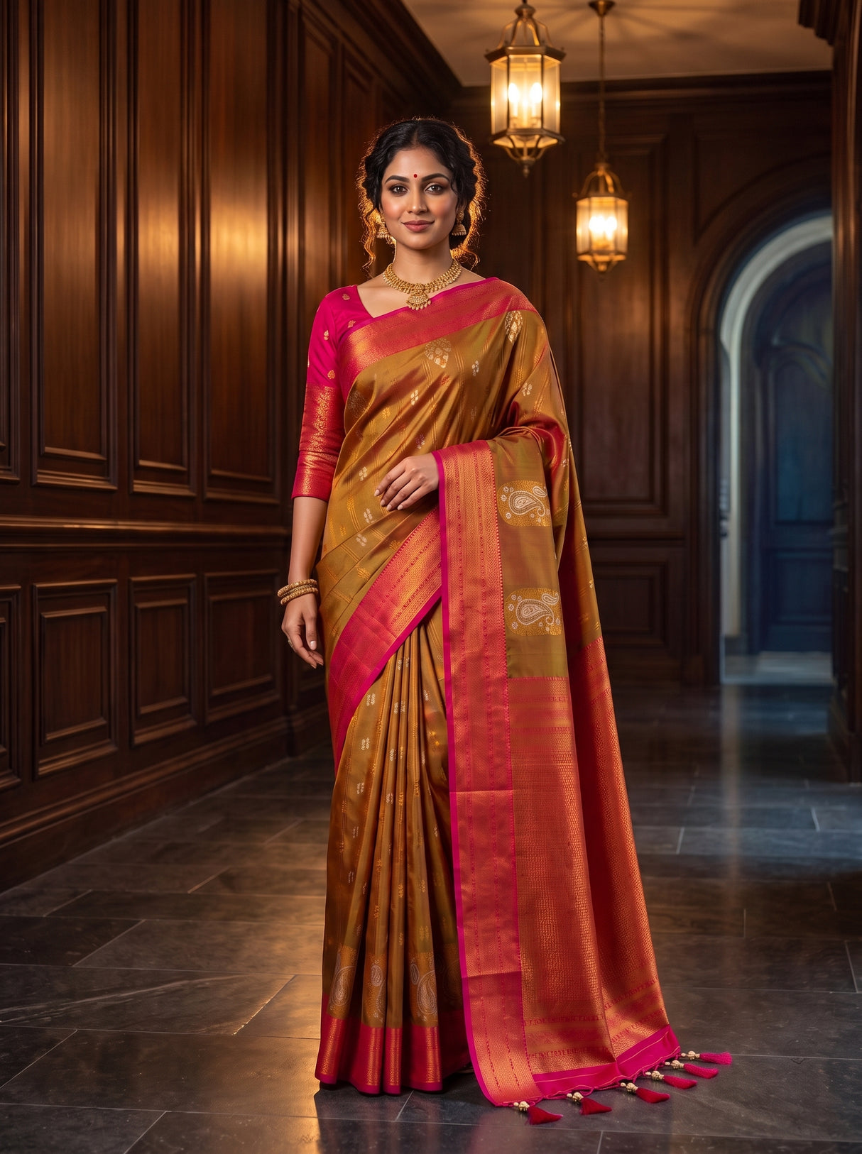 MIMOSA Rust Saree Saree — pose 10 styling detail