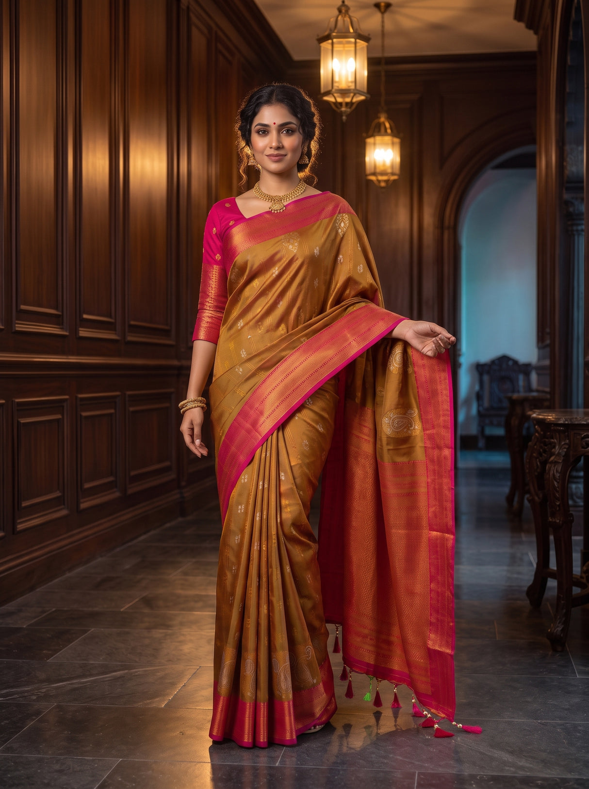 MIMOSA Rust Saree Saree — pose 6 styling detail