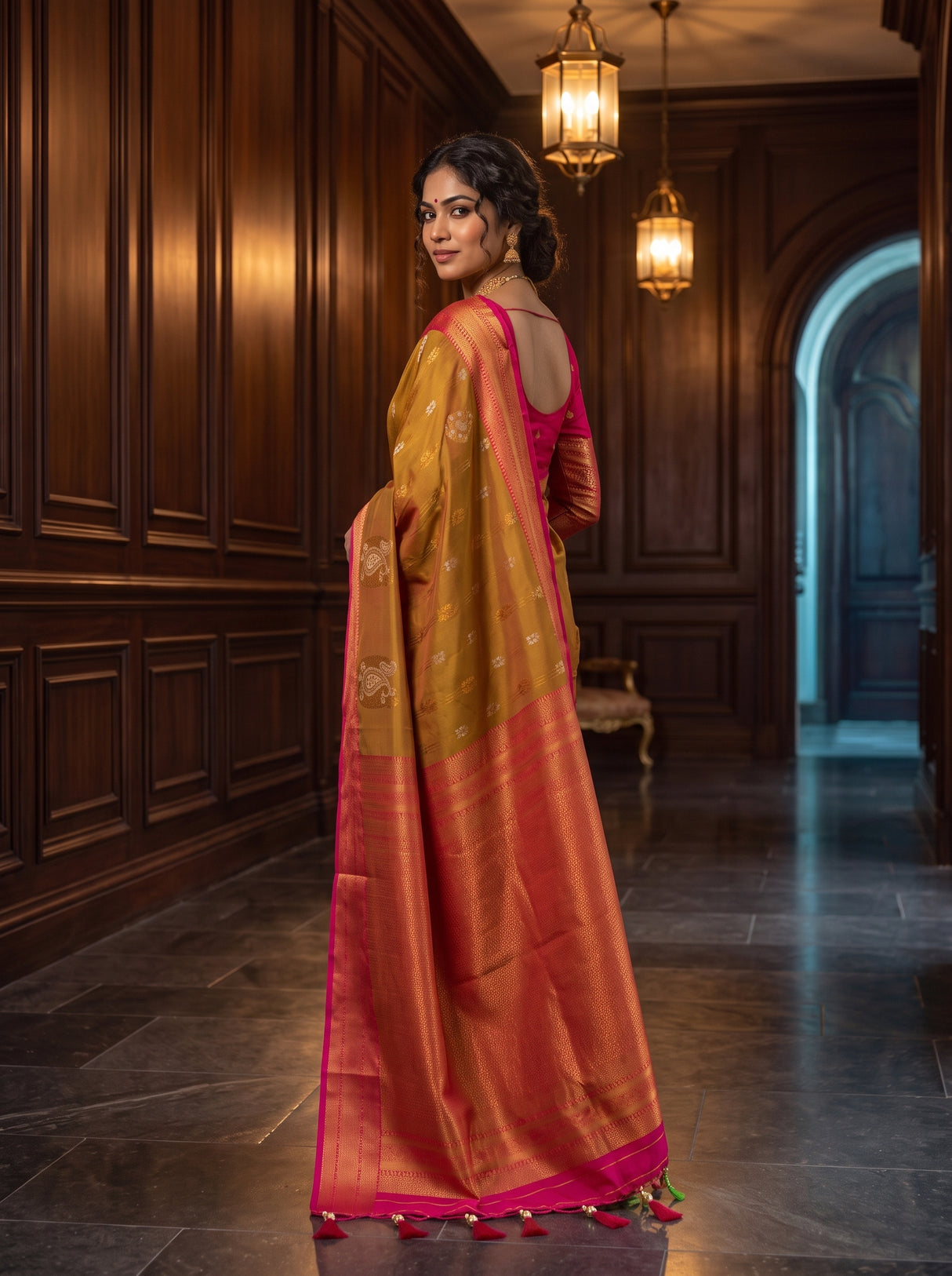 MIMOSA Rust Saree Saree — pose 9 styling detail