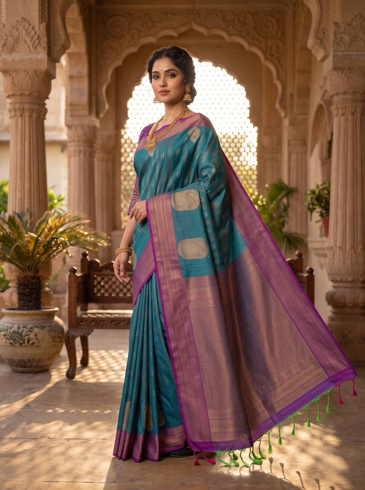 MIMOSA Sapphire Saree Saree — pose 6 styling detail
