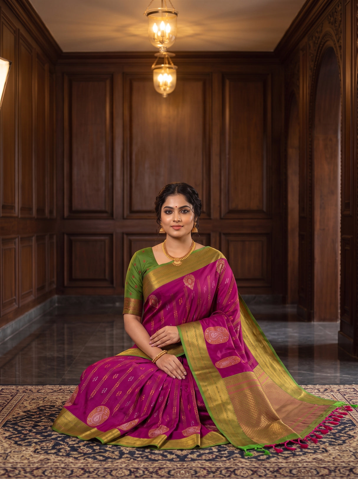 MIMOSA Wine Saree Saree — pose 10 styling detail