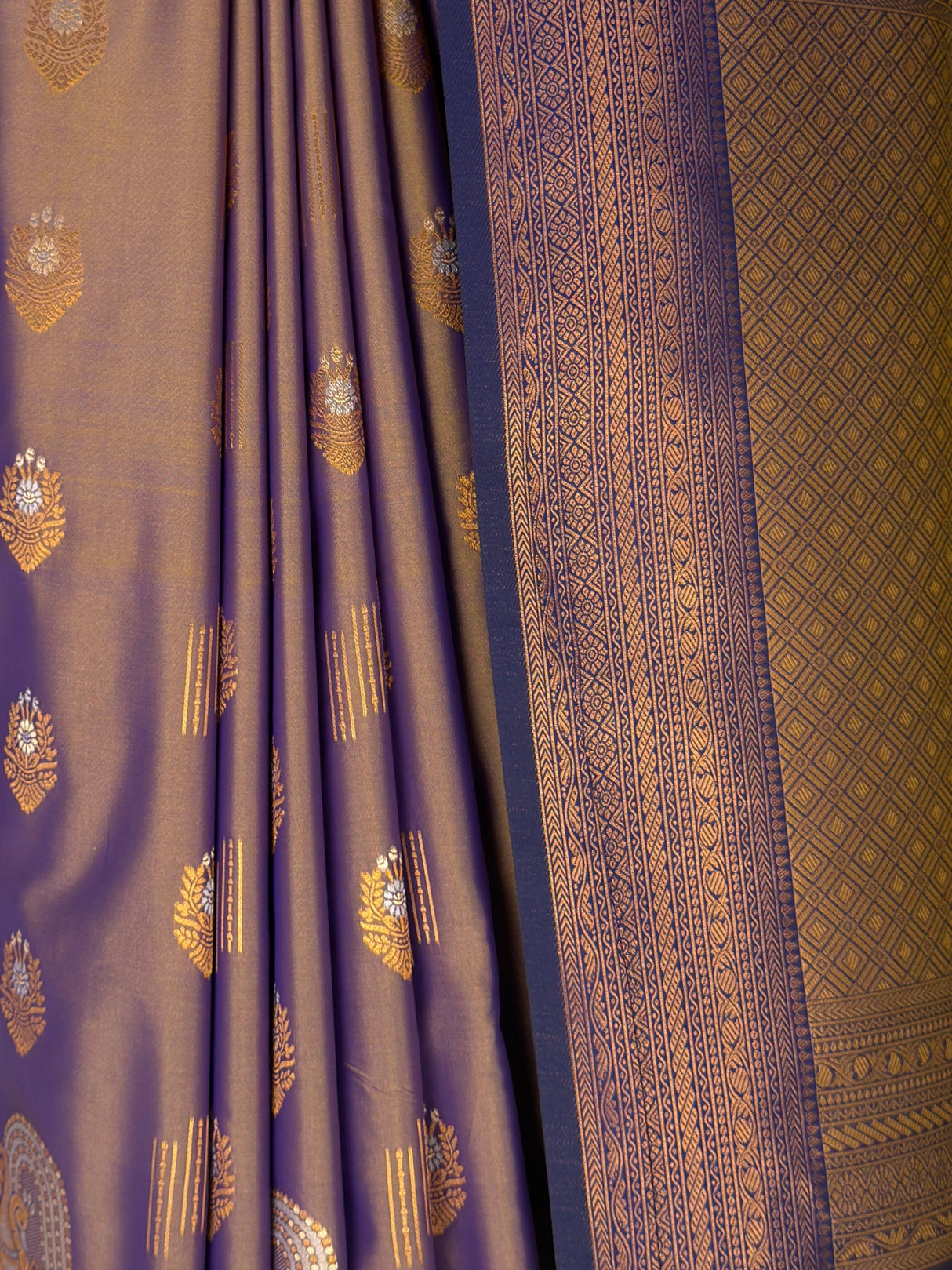 MIMOSA Grey Kanjivaram Art Silk Saree — fleets shot full lifestyle