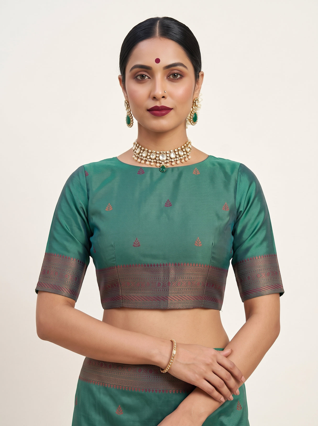 MIMOSA Purple Kanjivaram Art Silk Saree — blouse close-up