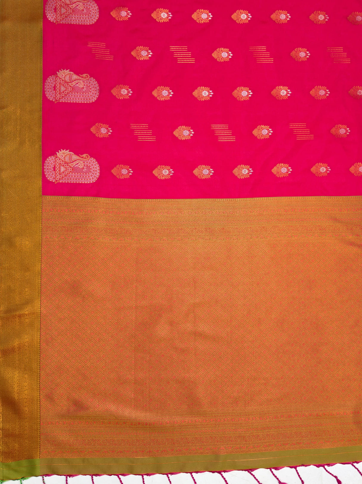 MIMOSA Rani Kanjivaram Art Silk Saree — pallu and zari work detail