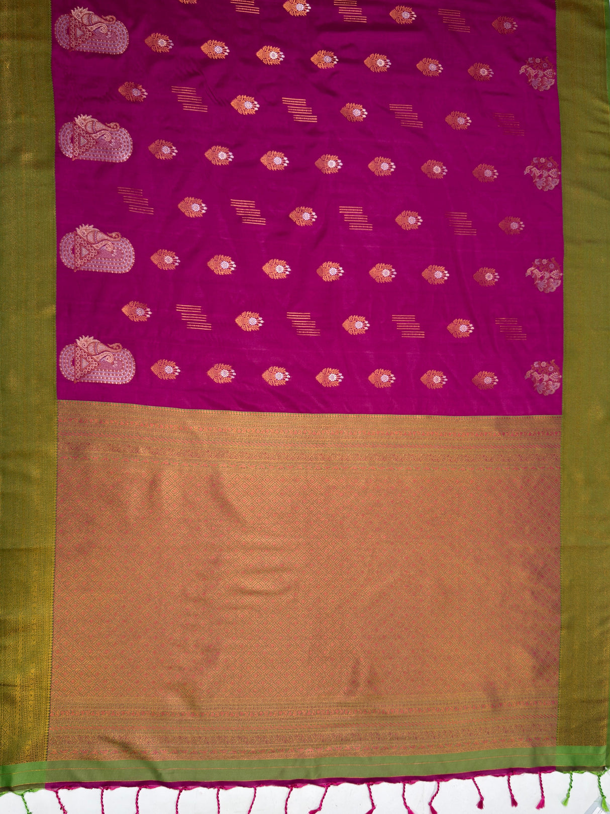 MIMOSA Wine Kanjivaram Art Silk Saree — pallu and zari work detail