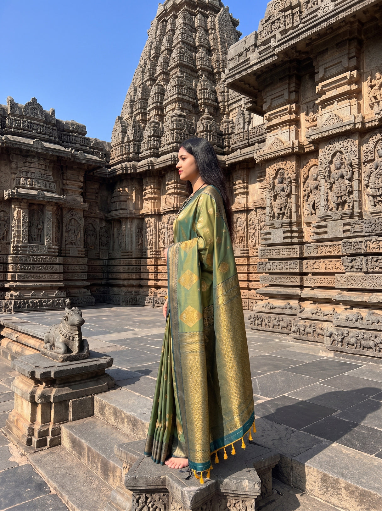MIMOSA Green Saree Saree — pose 3 styling detail