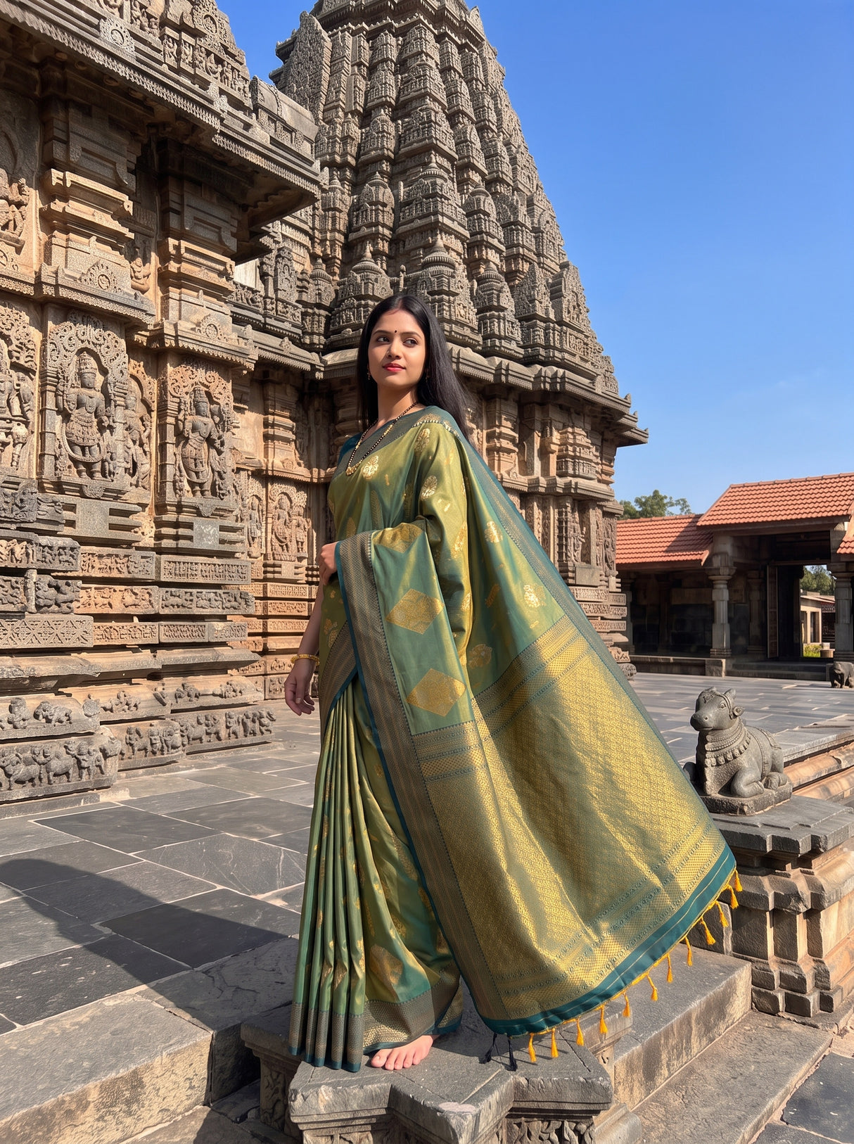 MIMOSA Green Saree Saree — pose 6 styling detail