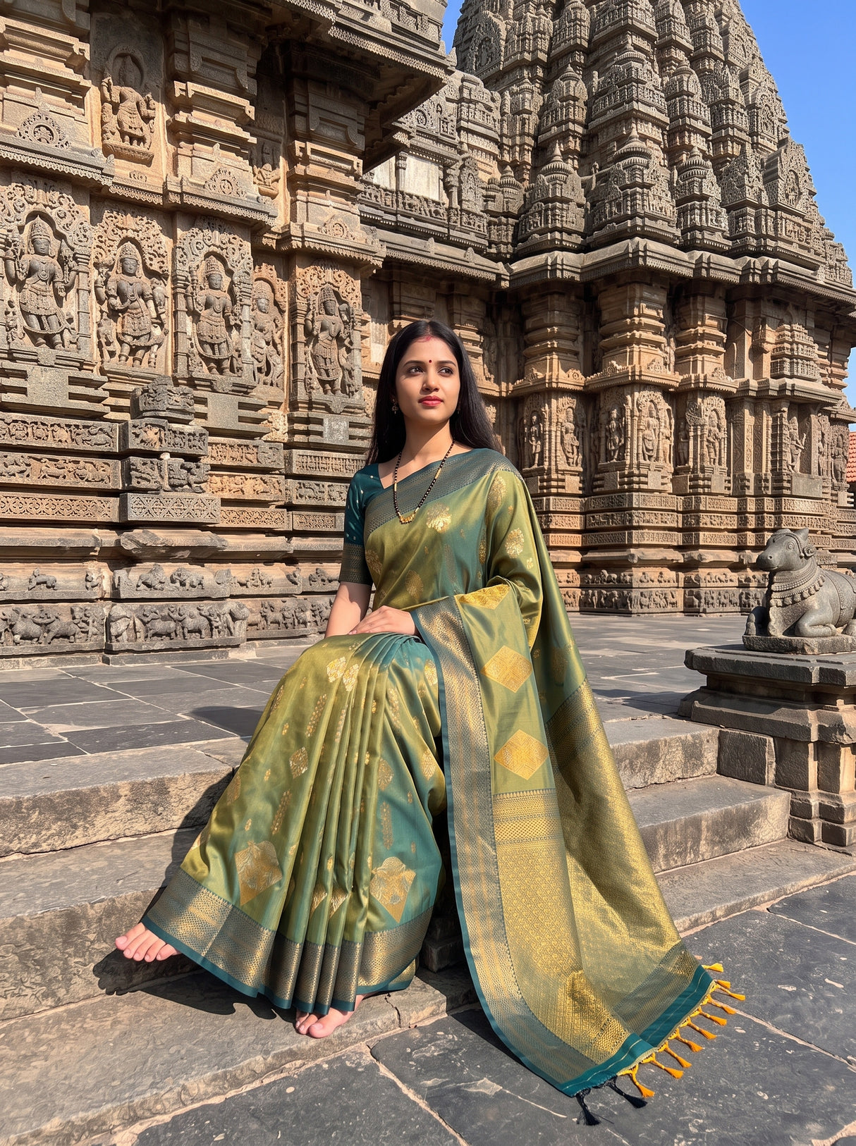 MIMOSA Green Saree Saree — pose 8 styling detail