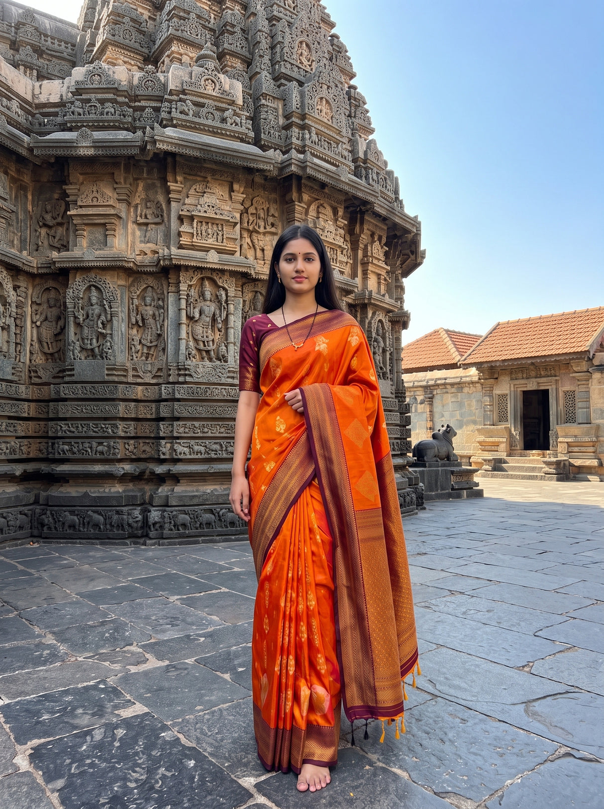 MIMOSA Mustard Saree Saree — pose 10 styling detail