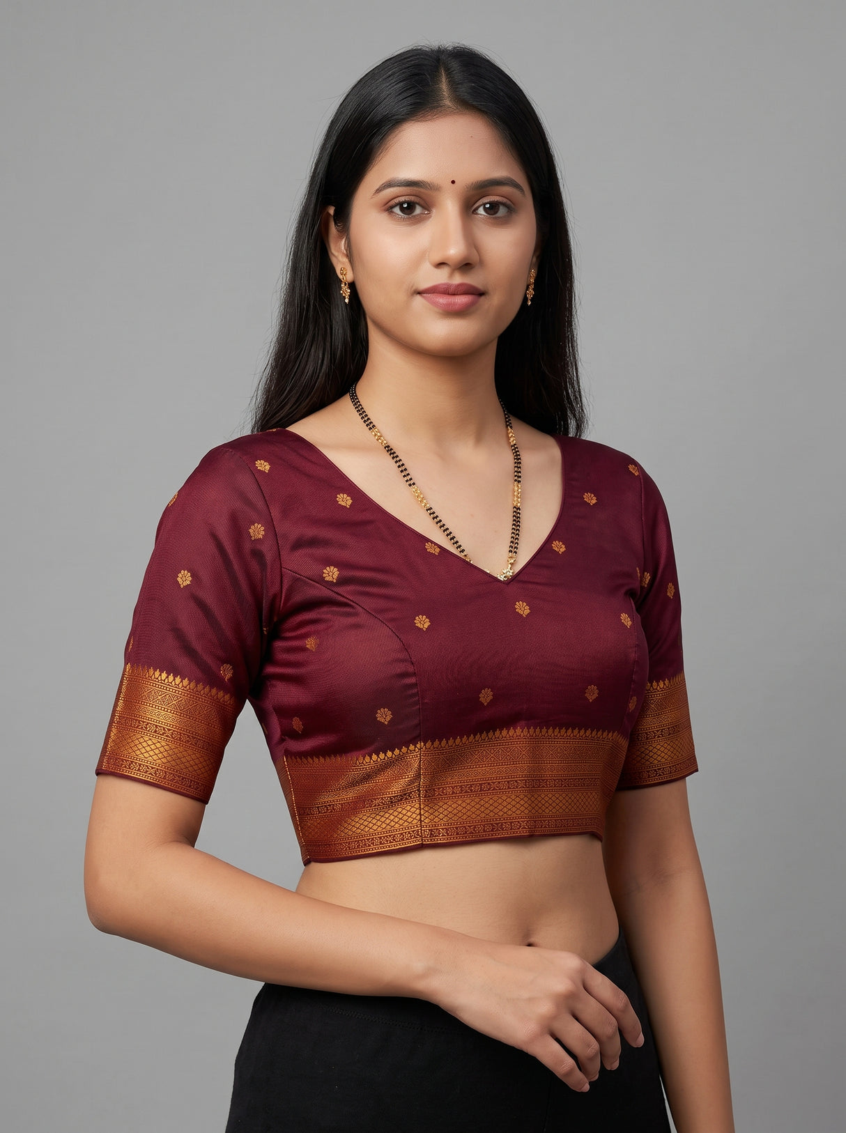 MIMOSA Mustard Saree Saree — blouse close-up