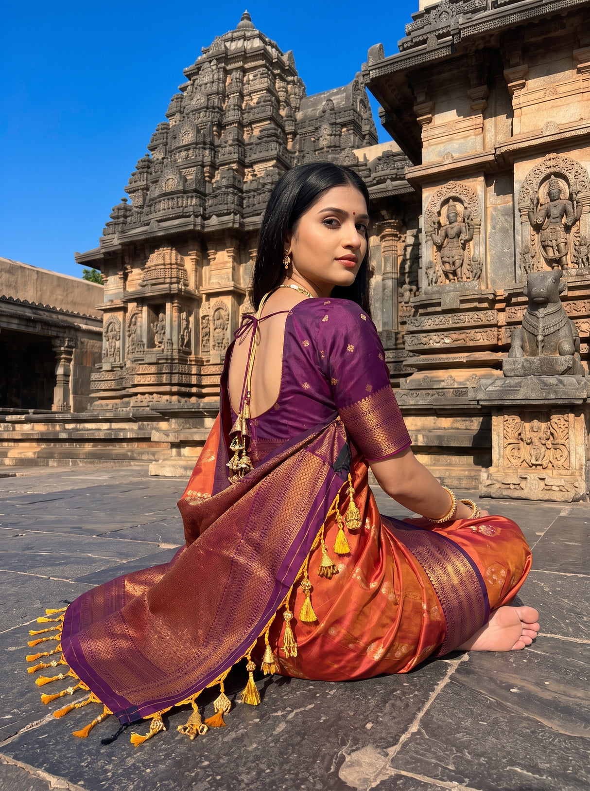 MIMOSA Peach Saree Saree — pose 10 styling detail