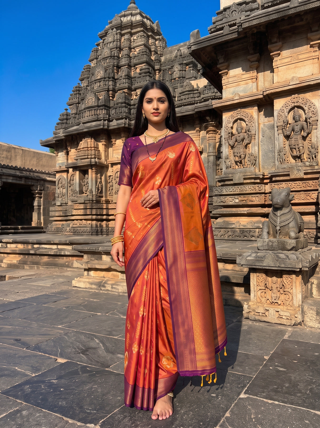 MIMOSA Peach Saree Saree — pose 6 styling detail