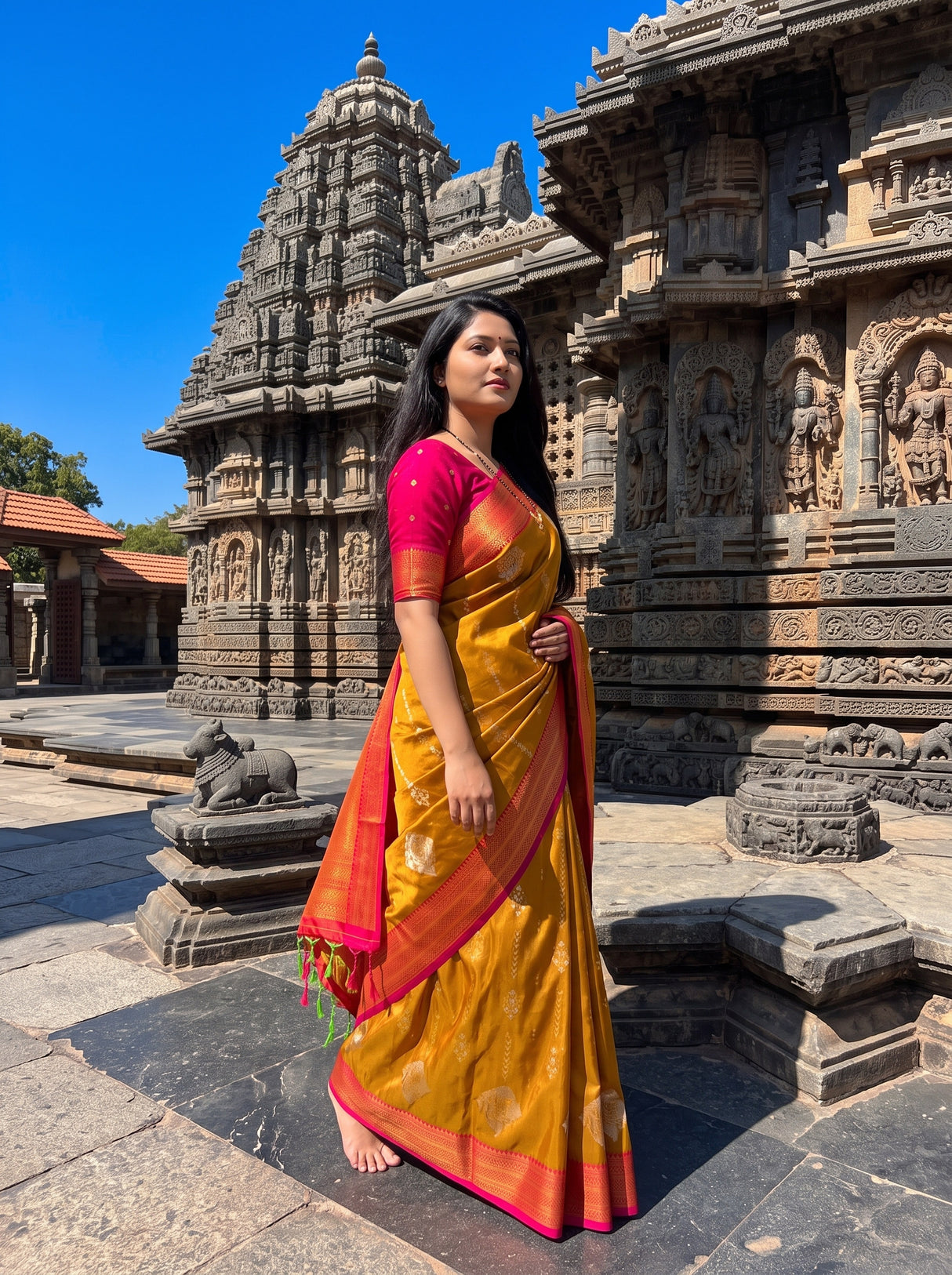 MIMOSA Rust Saree Saree — pose 3 styling detail