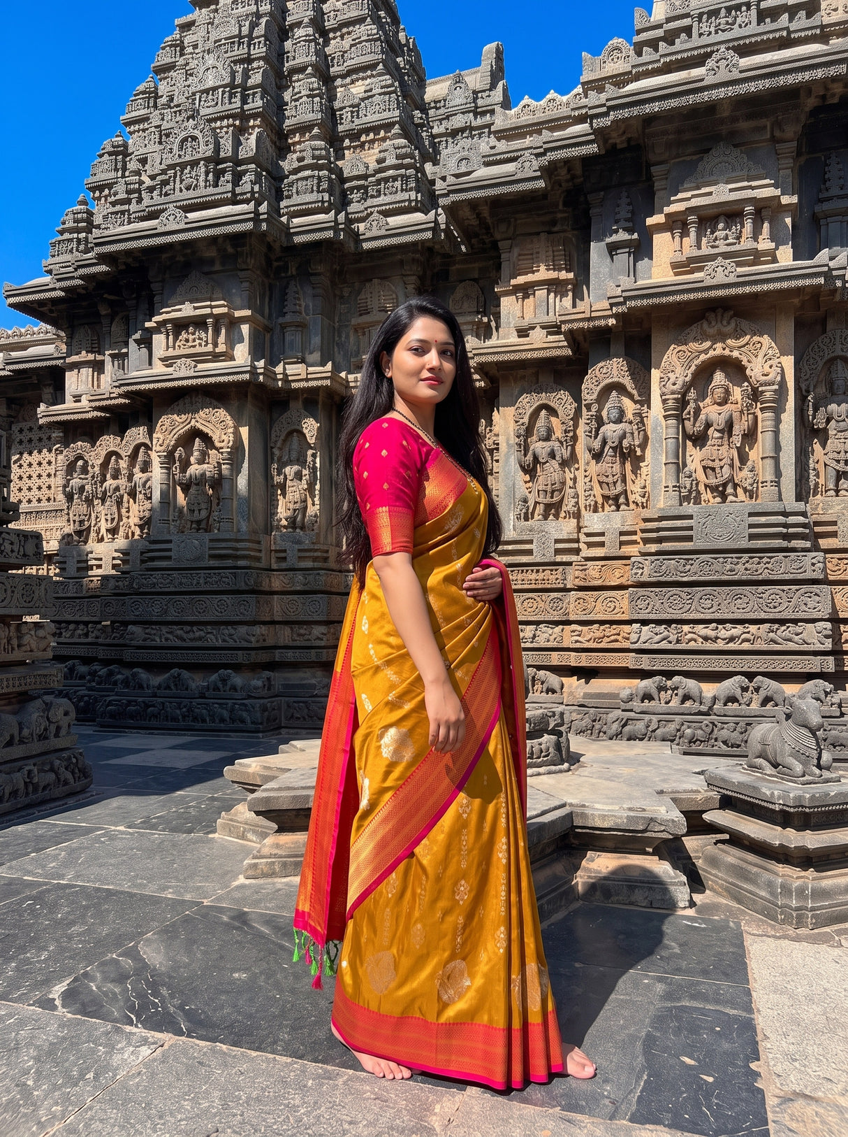 MIMOSA Rust Saree Saree — pose 4 styling detail