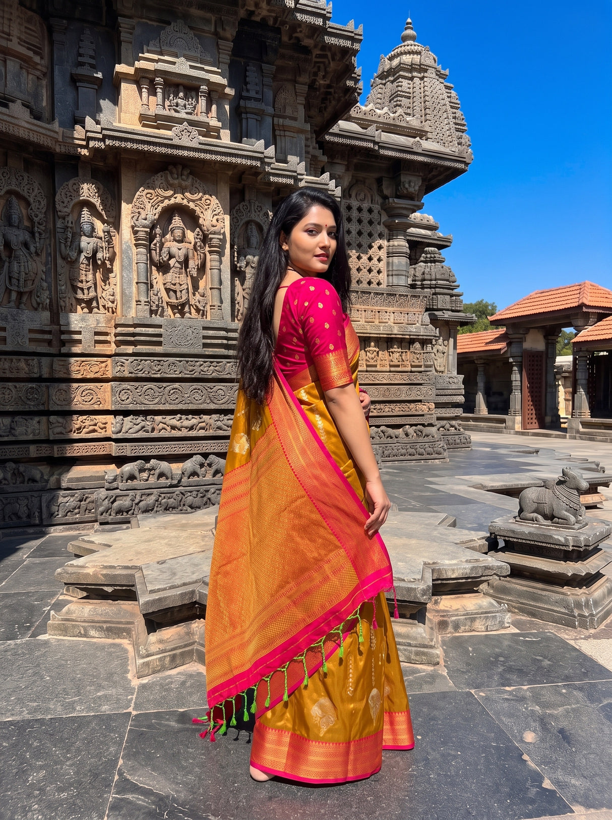 MIMOSA Rust Saree Saree — pose 9 styling detail