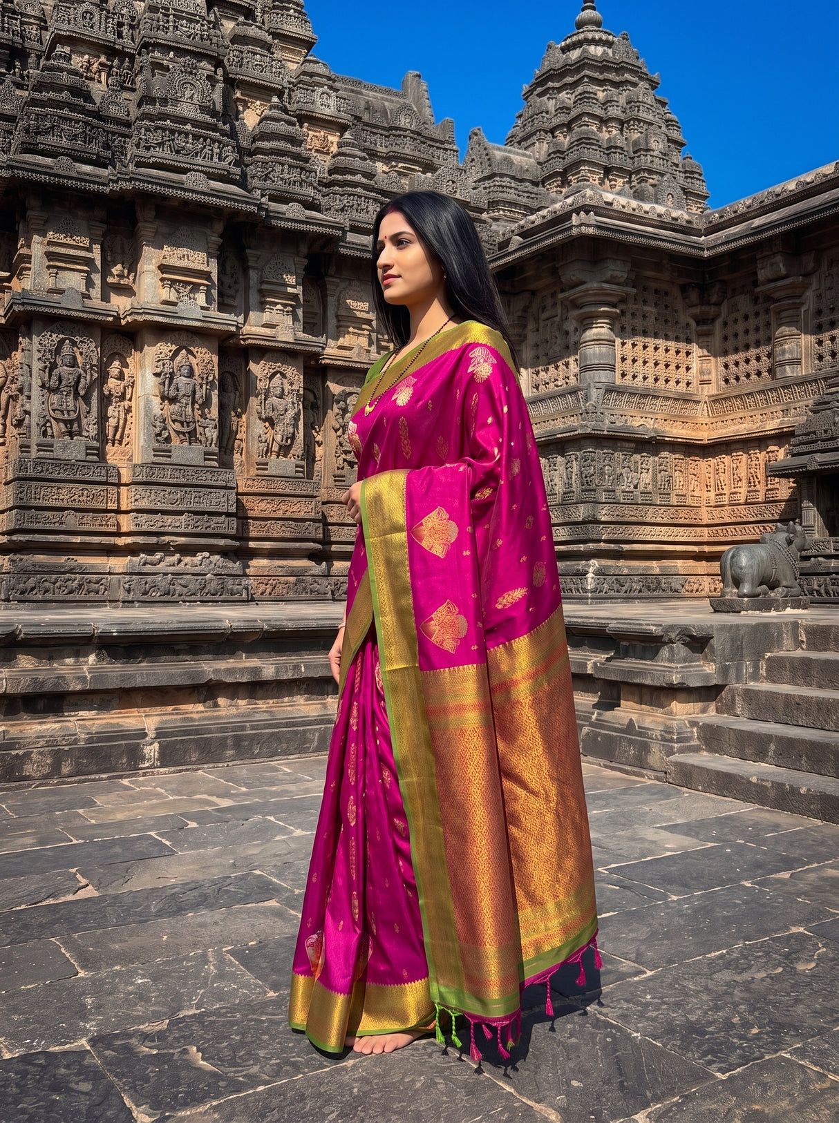 MIMOSA Wine Saree Saree — pose 3 styling detail
