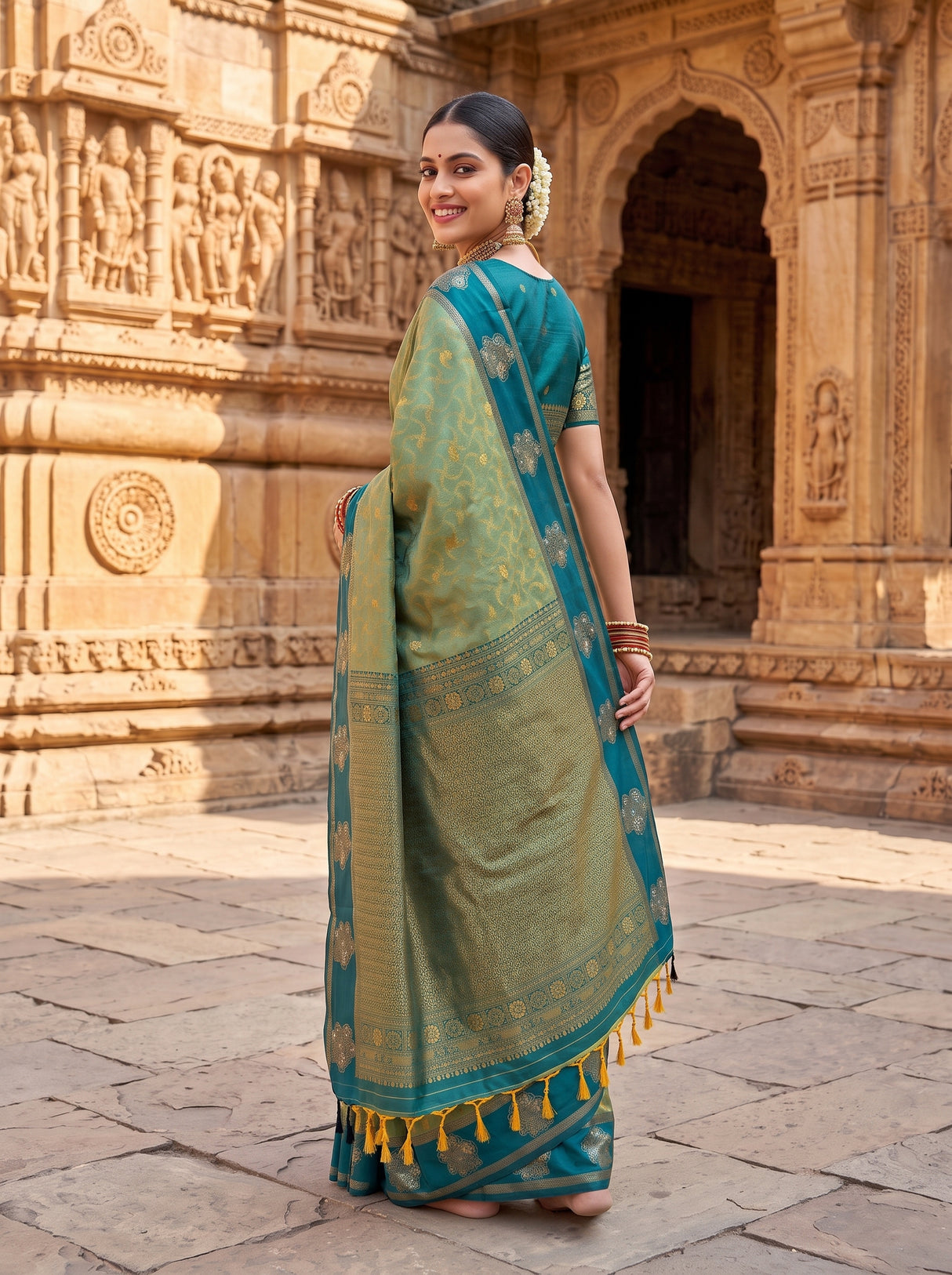 MIMOSA Green Saree Saree — pose 7 styling detail
