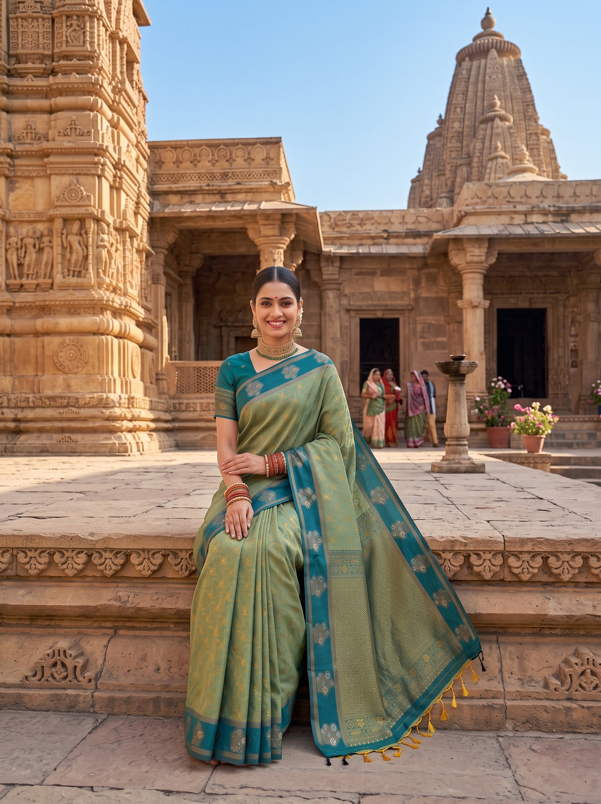 MIMOSA Green Saree Saree — pose 8 styling detail
