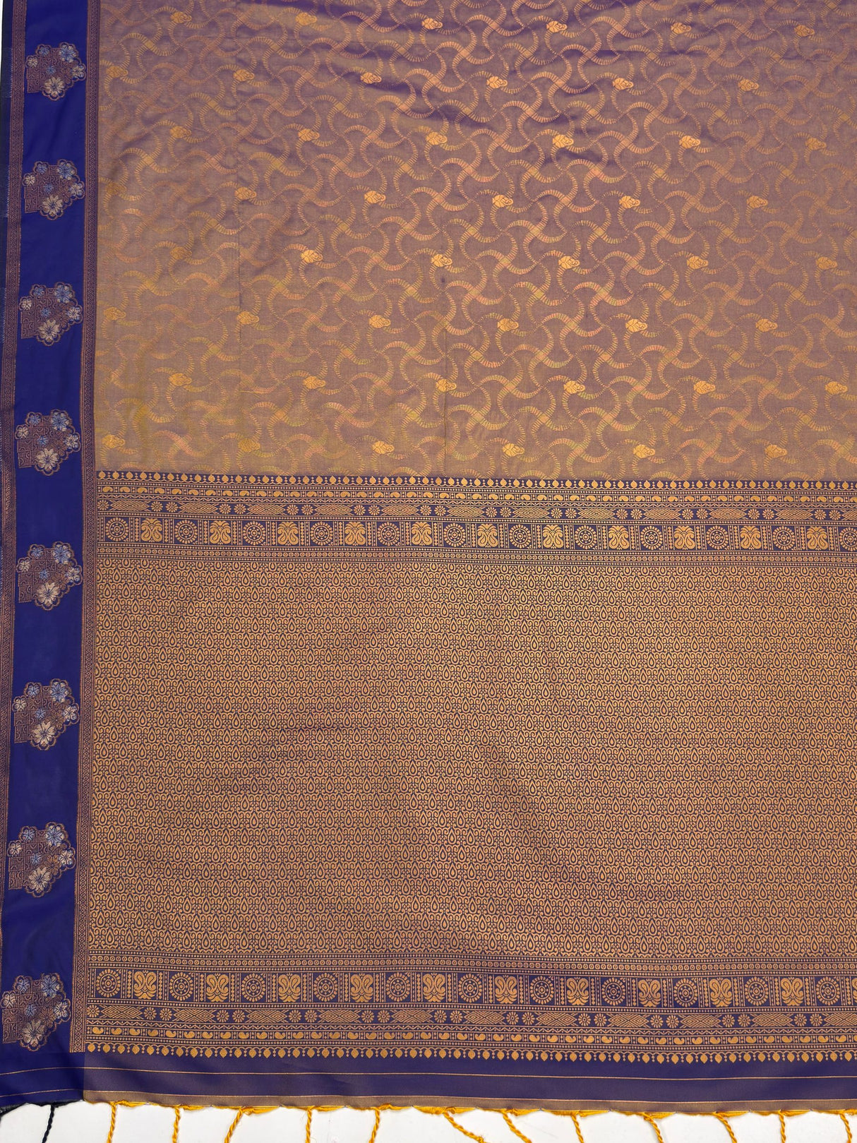 MIMOSA Grey Saree Saree — pallu and zari work detail