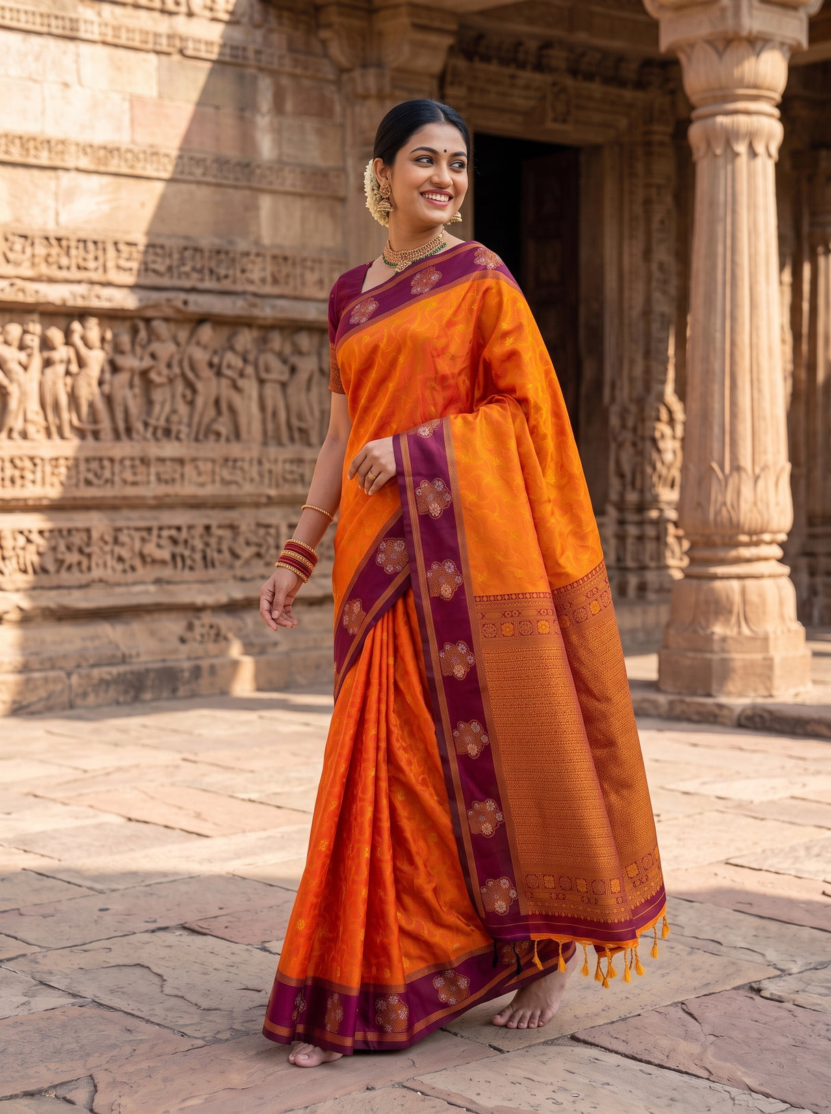 MIMOSA Mustard Saree Saree — pose 5 styling detail