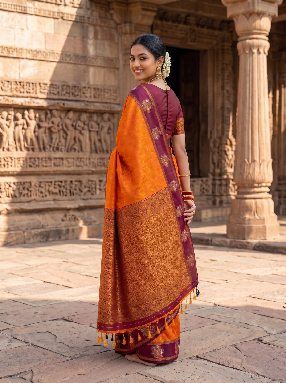 MIMOSA Mustard Saree Saree — pose 7 styling detail