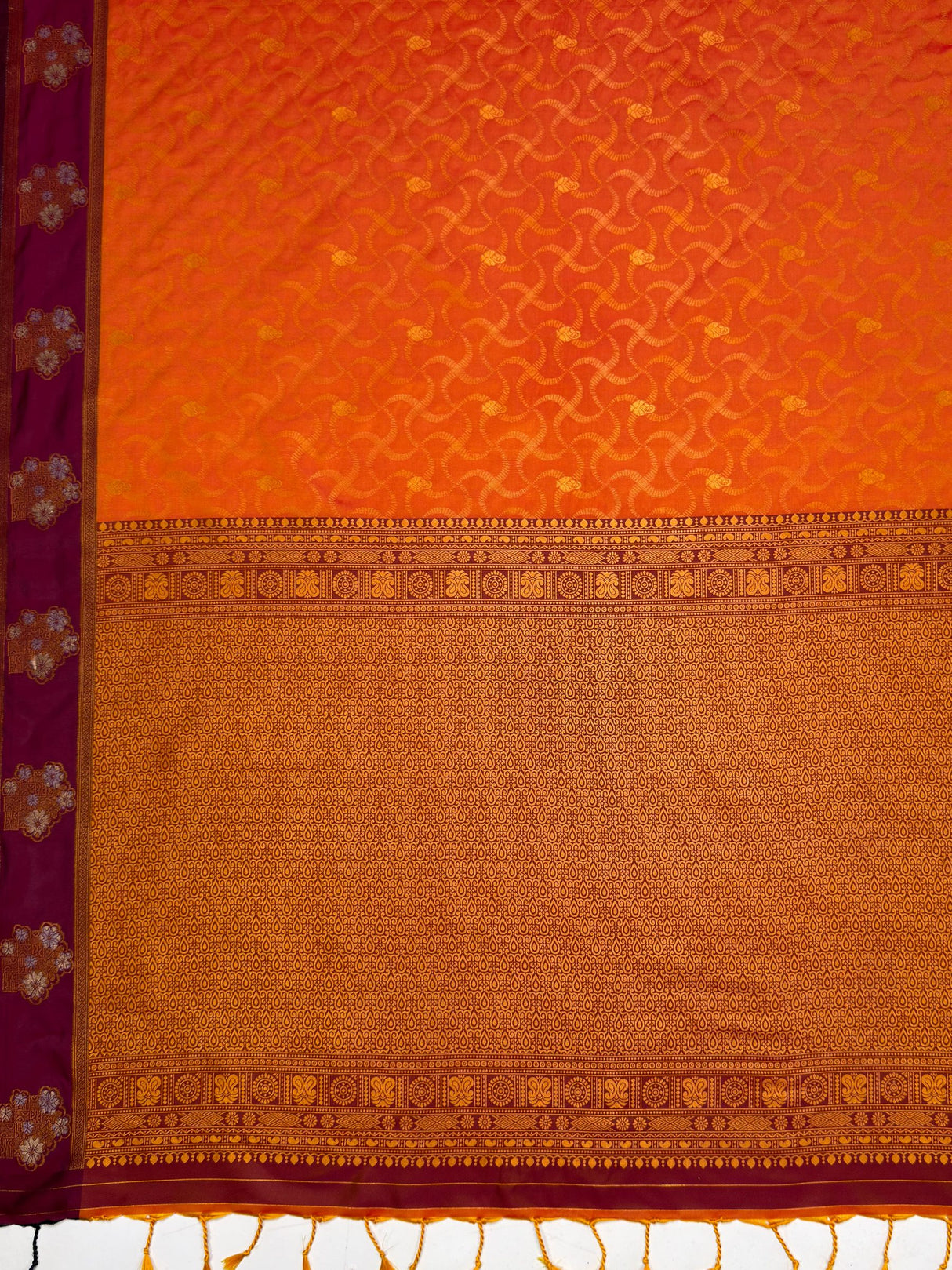 MIMOSA Mustard Saree Saree — pallu and zari work detail