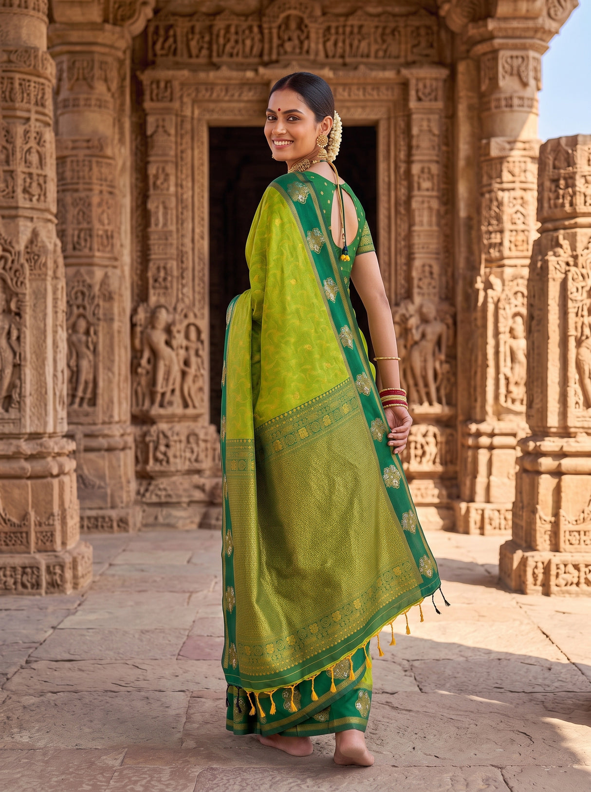 MIMOSA Olive Saree Saree — pose 7 styling detail