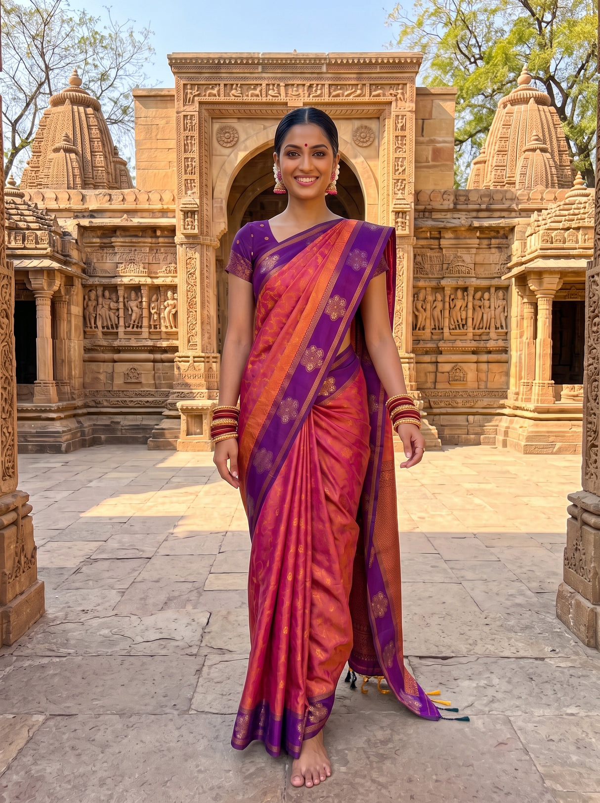 MIMOSA Peach Saree Saree — pose 6 styling detail