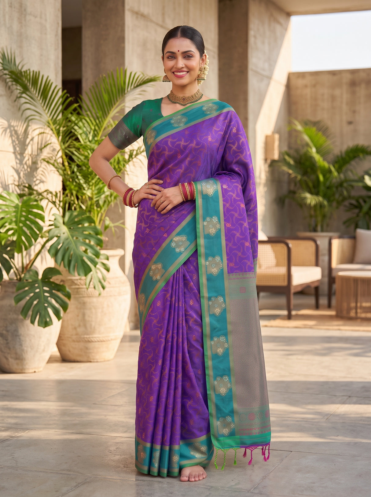 MIMOSA Purple Saree Saree — pose 4 styling detail
