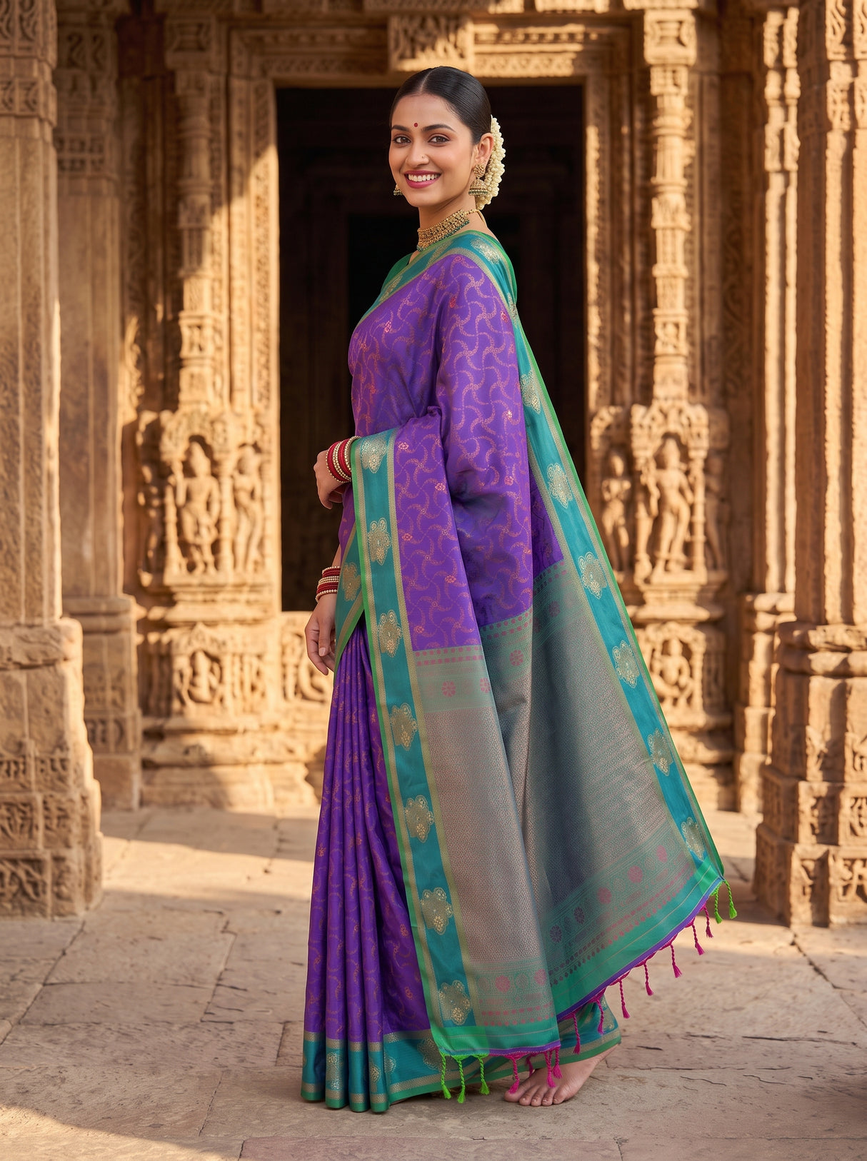MIMOSA Purple Saree Saree — pose 5 styling detail