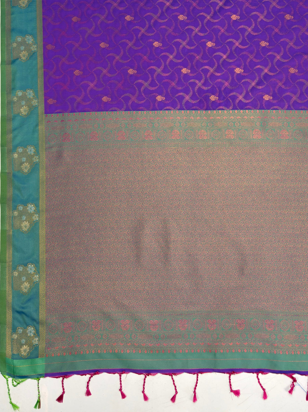 MIMOSA Purple Saree Saree — pallu and zari work detail