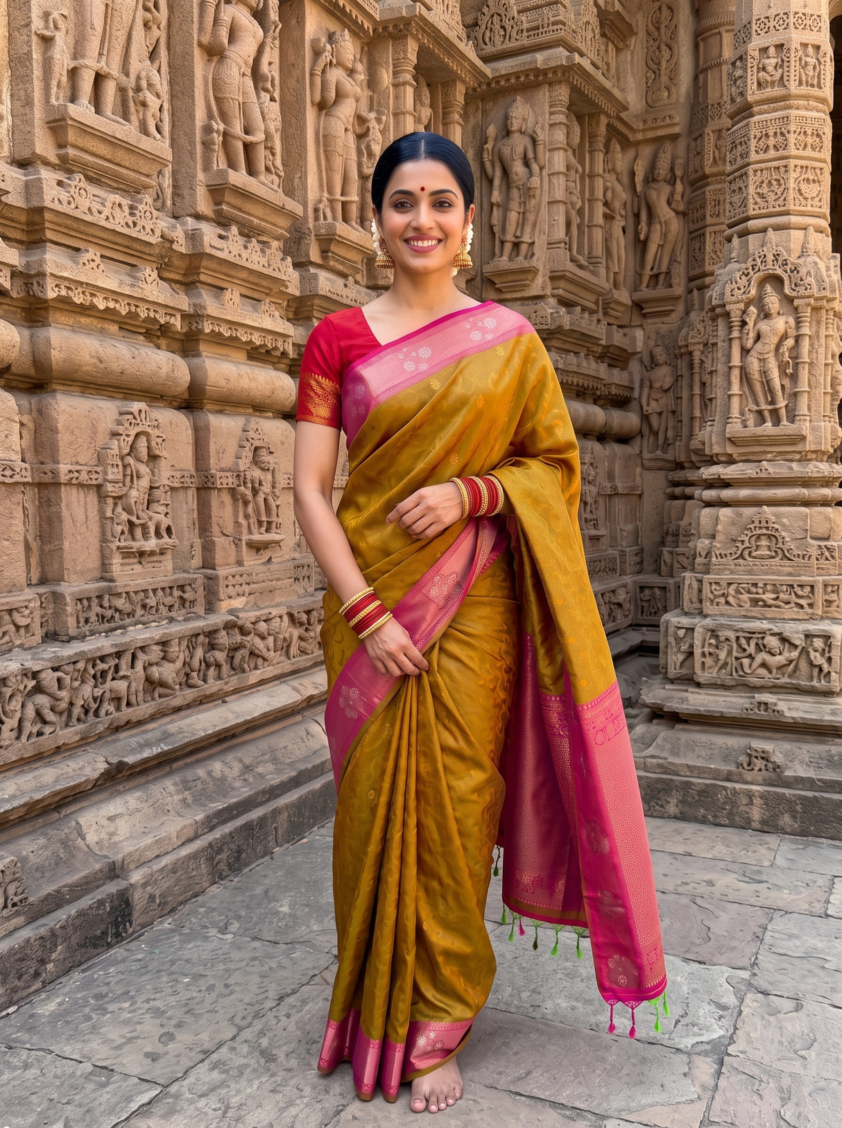 MIMOSA Rust Saree Saree — pose 10 styling detail