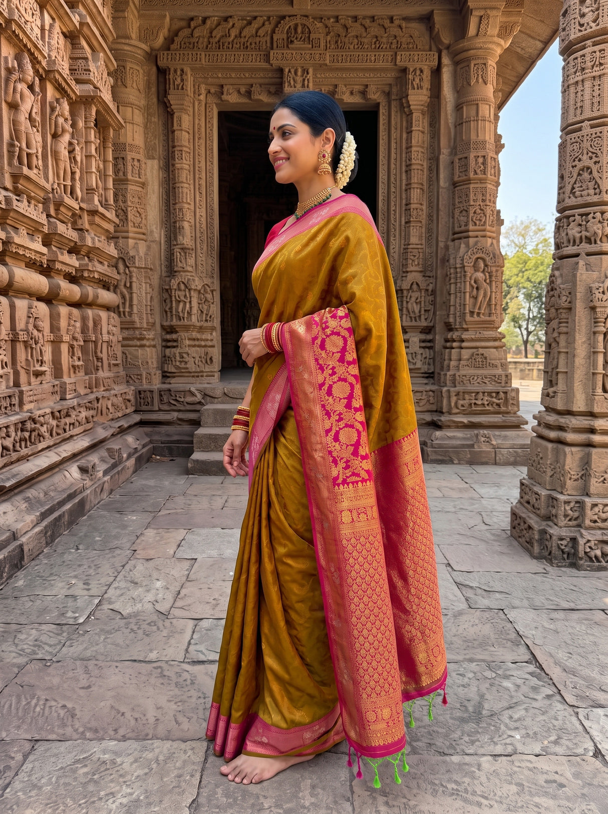 MIMOSA Rust Saree Saree — pose 3 styling detail
