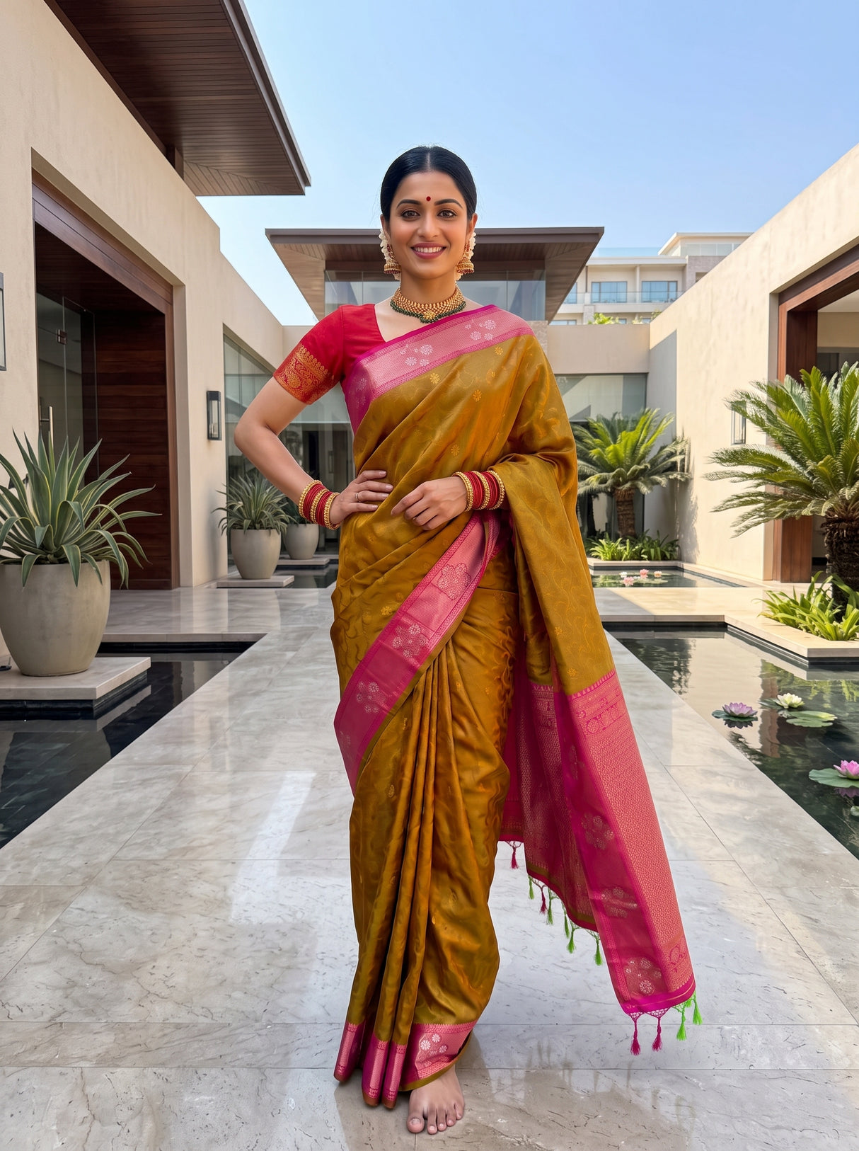 MIMOSA Rust Saree Saree — pose 4 styling detail