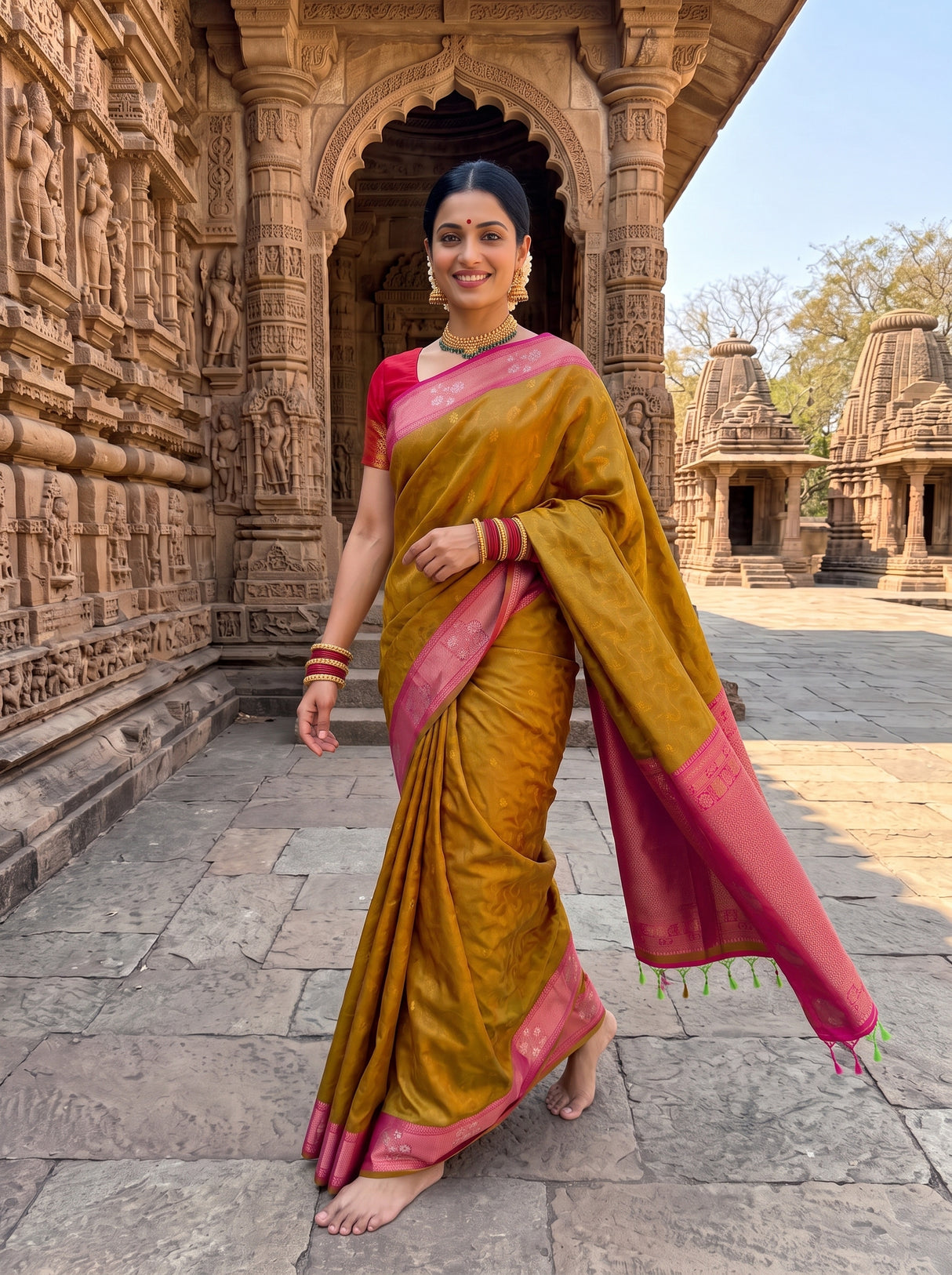 MIMOSA Rust Saree Saree — pose 6 styling detail