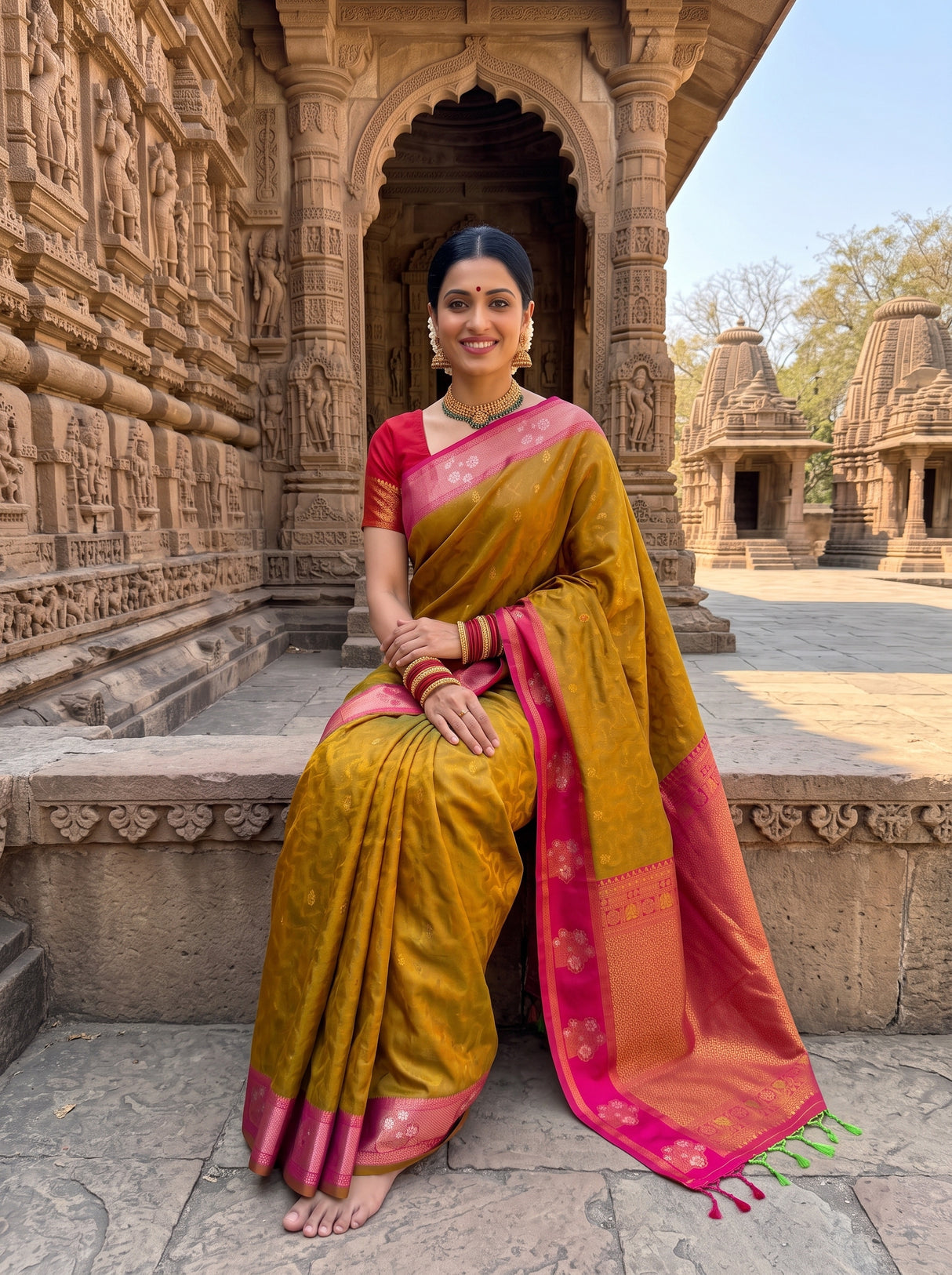MIMOSA Rust Saree Saree — pose 8 styling detail