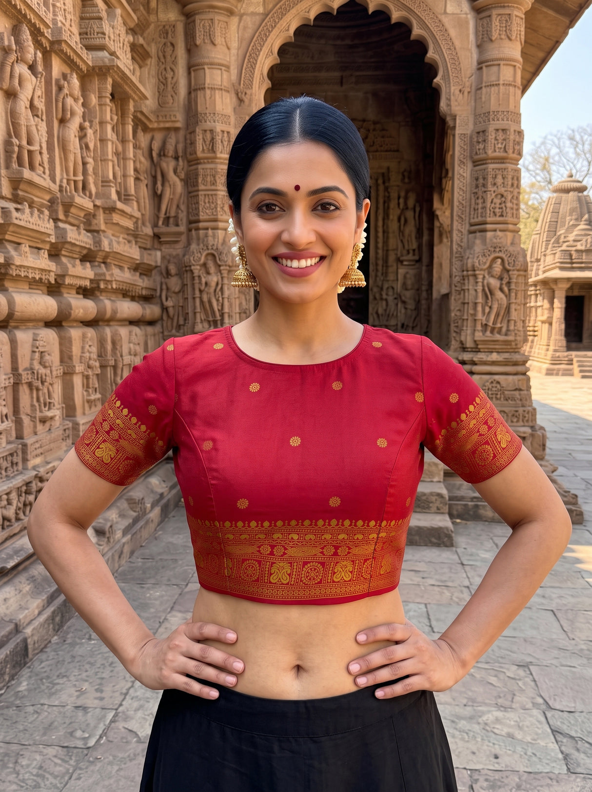 MIMOSA Rust Saree Saree — blouse close-up