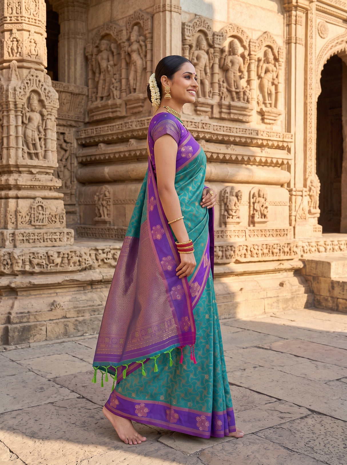 MIMOSA Sapphire Saree Saree — pose 3 styling detail