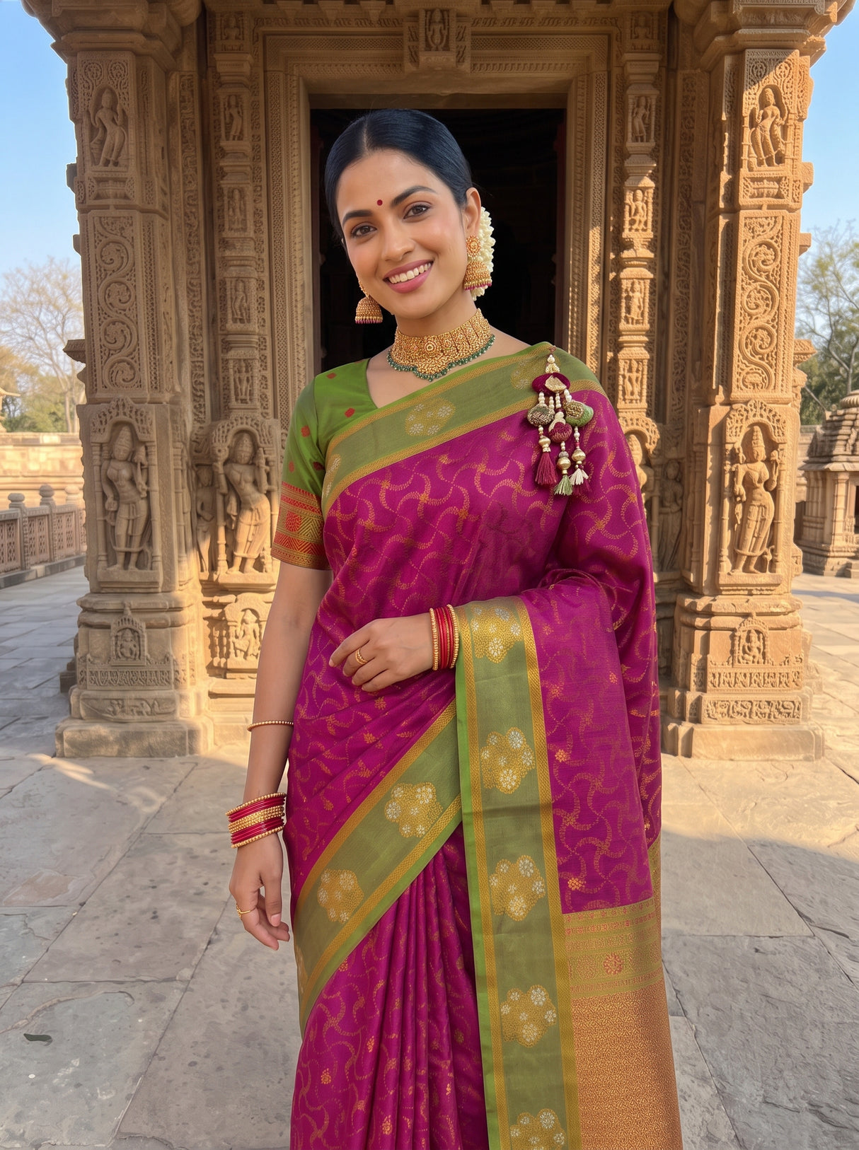 MIMOSA Wine Saree Saree — pose 10 styling detail