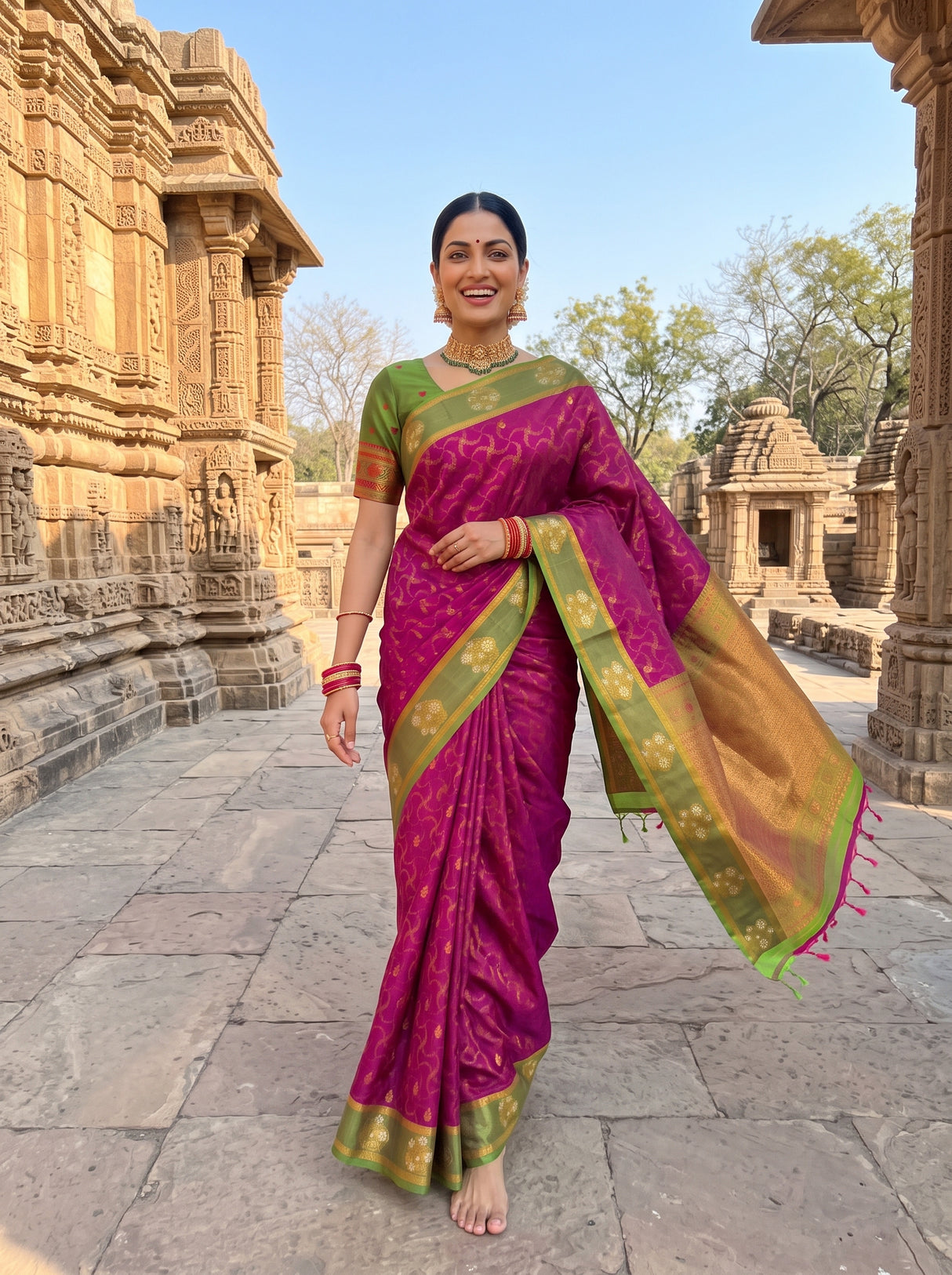 MIMOSA Wine Saree Saree — pose 6 styling detail
