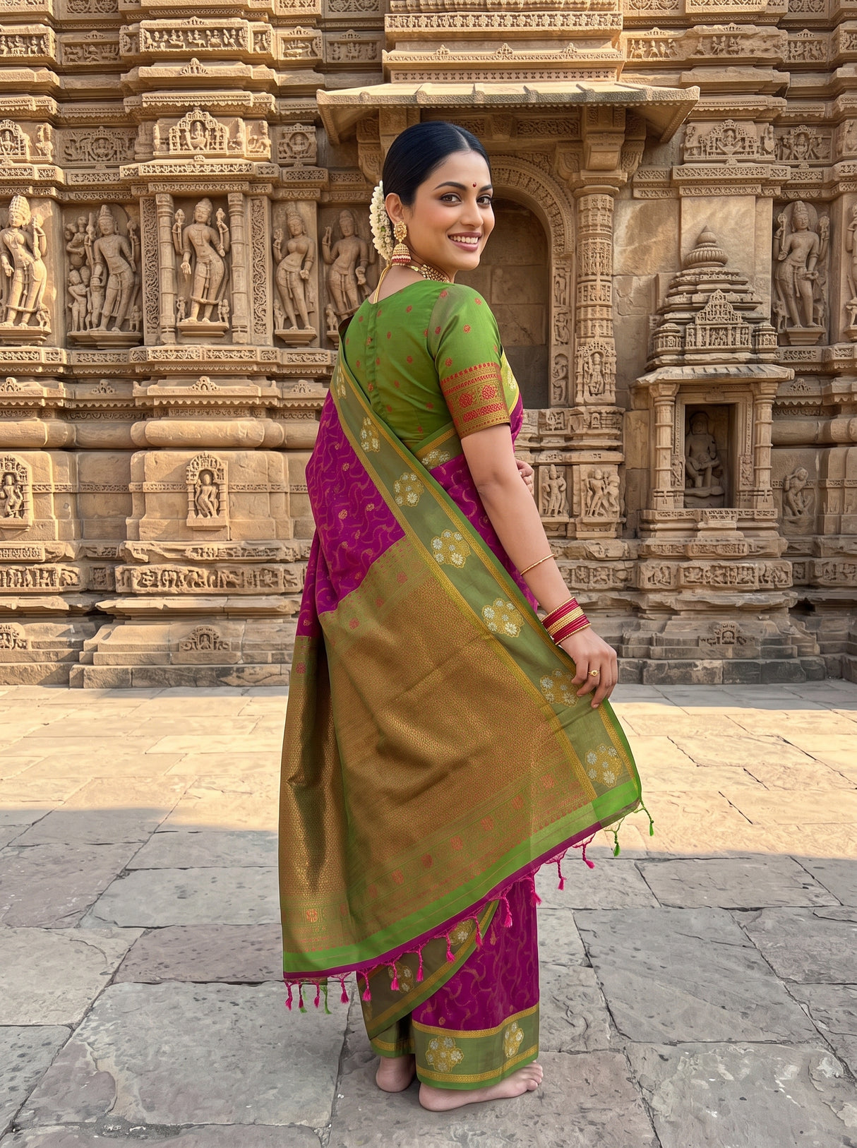 MIMOSA Wine Saree Saree — pose 7 styling detail