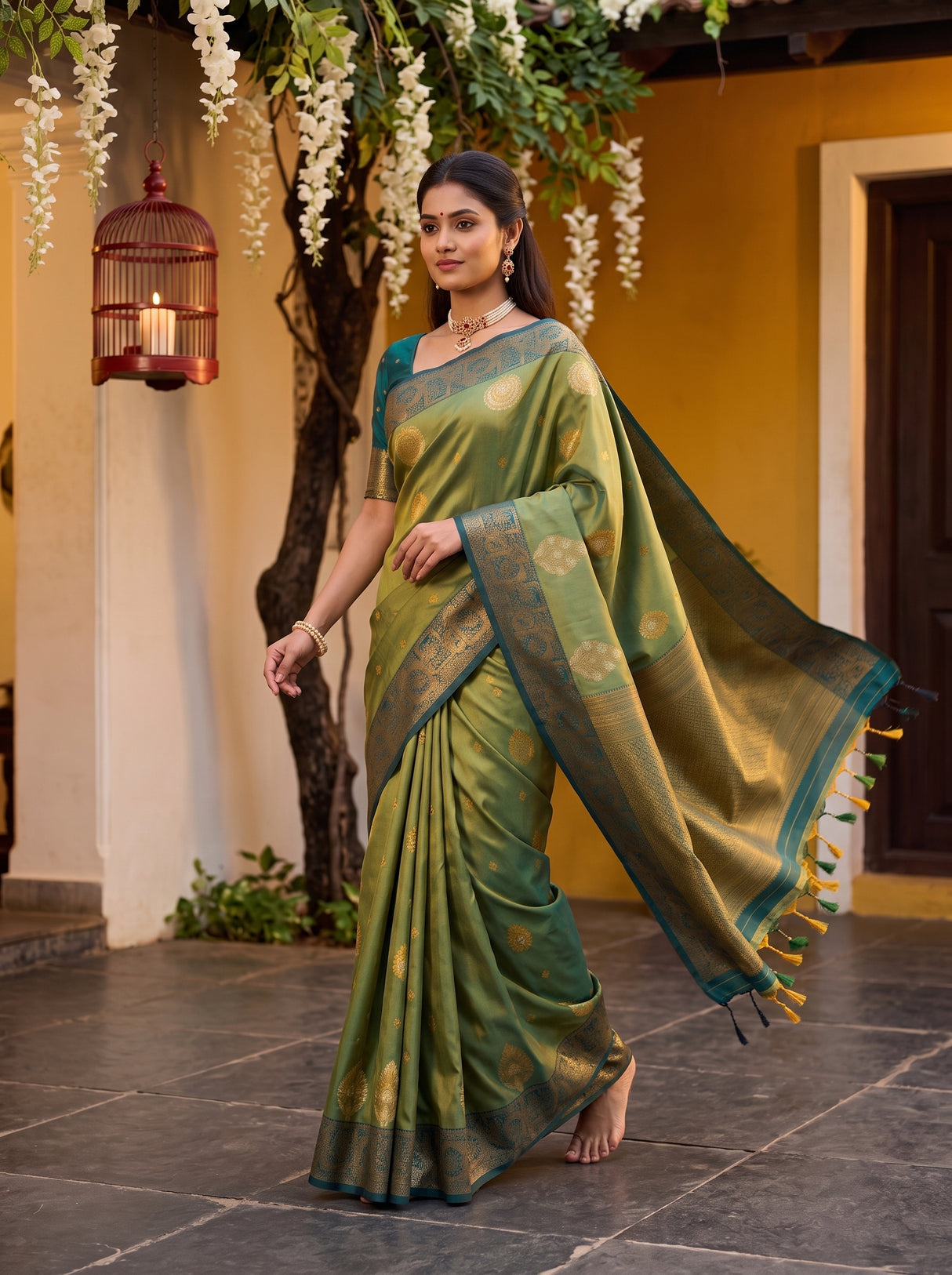MIMOSA Green Saree Saree — pose 10 styling detail