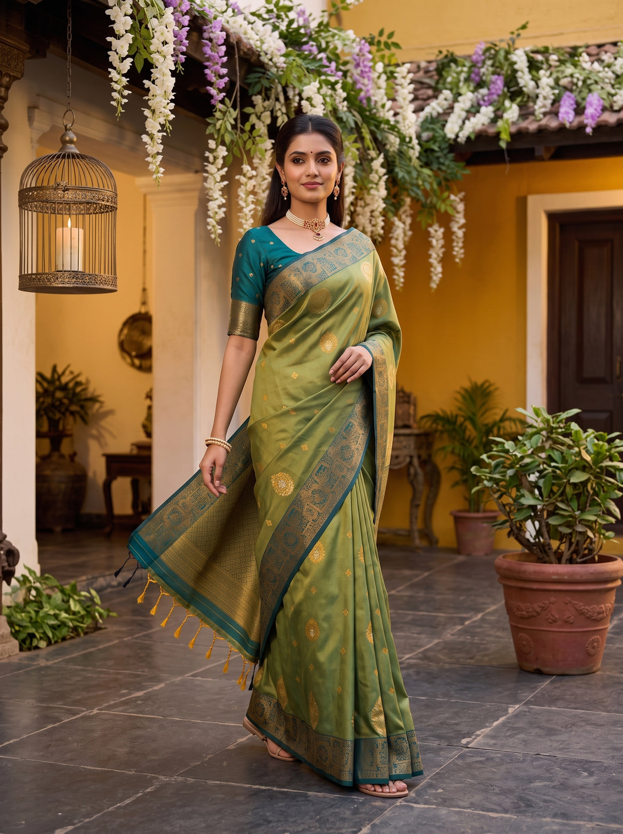 MIMOSA Green Saree Saree — pose 7 styling detail