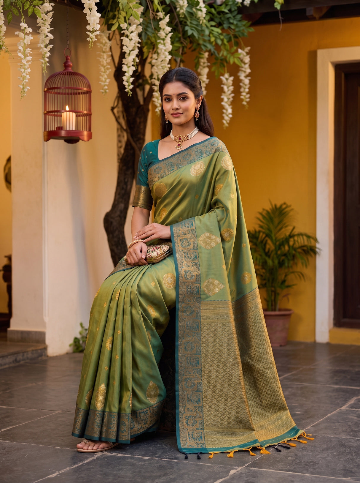 MIMOSA Green Saree Saree — pose 8 styling detail