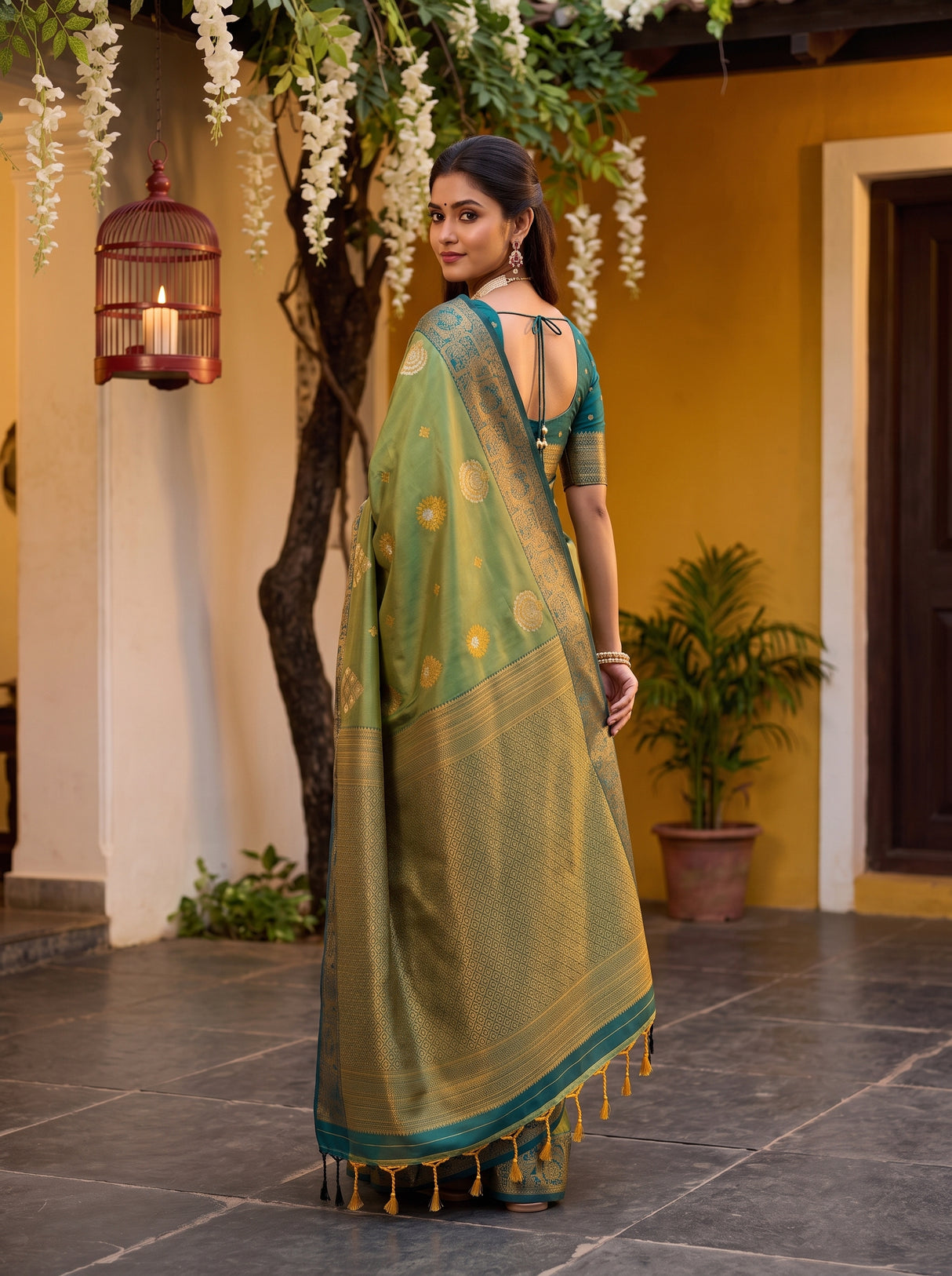 MIMOSA Green Saree Saree — pose 9 styling detail